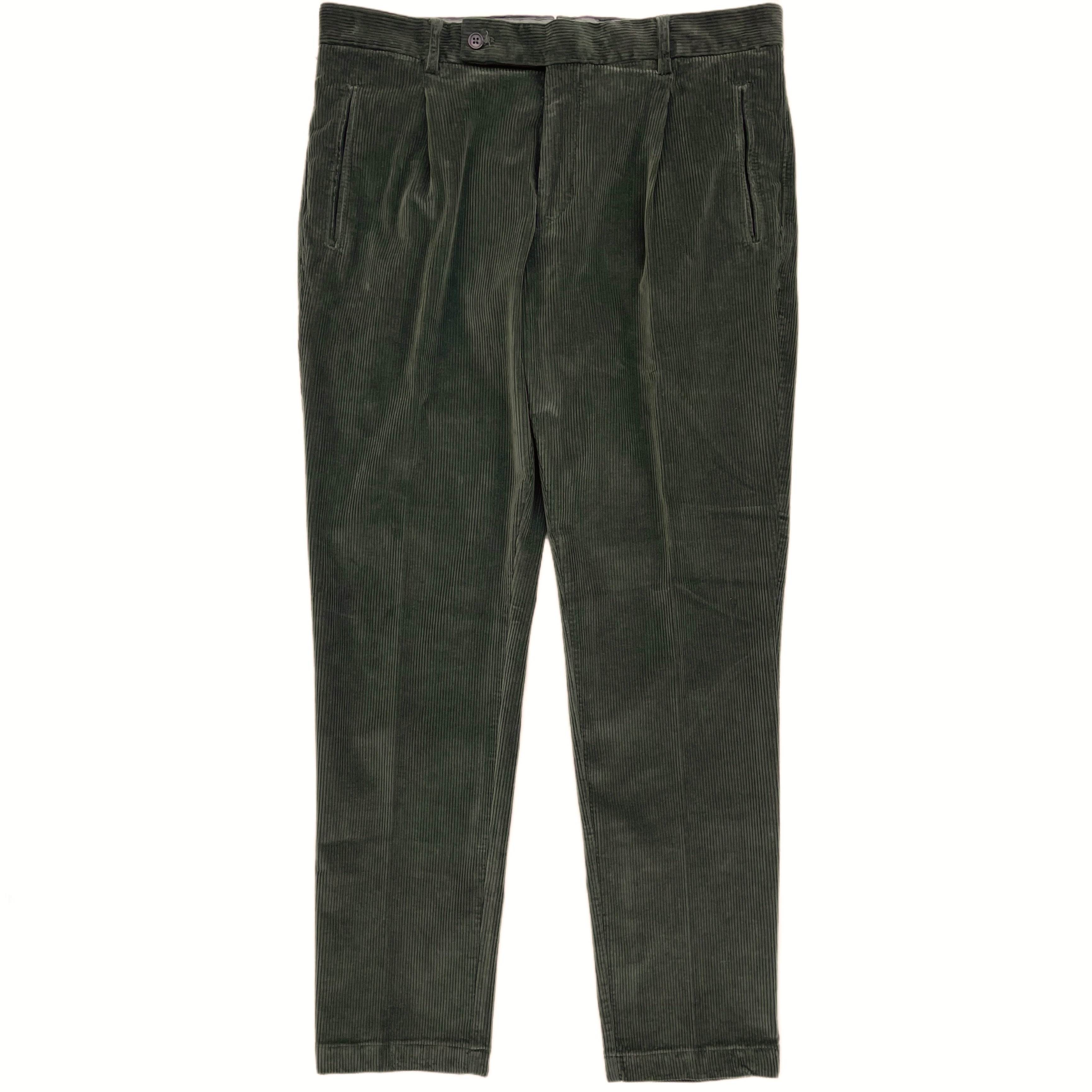 Beams Plus 2-pleat corduroy trousers - D. Green