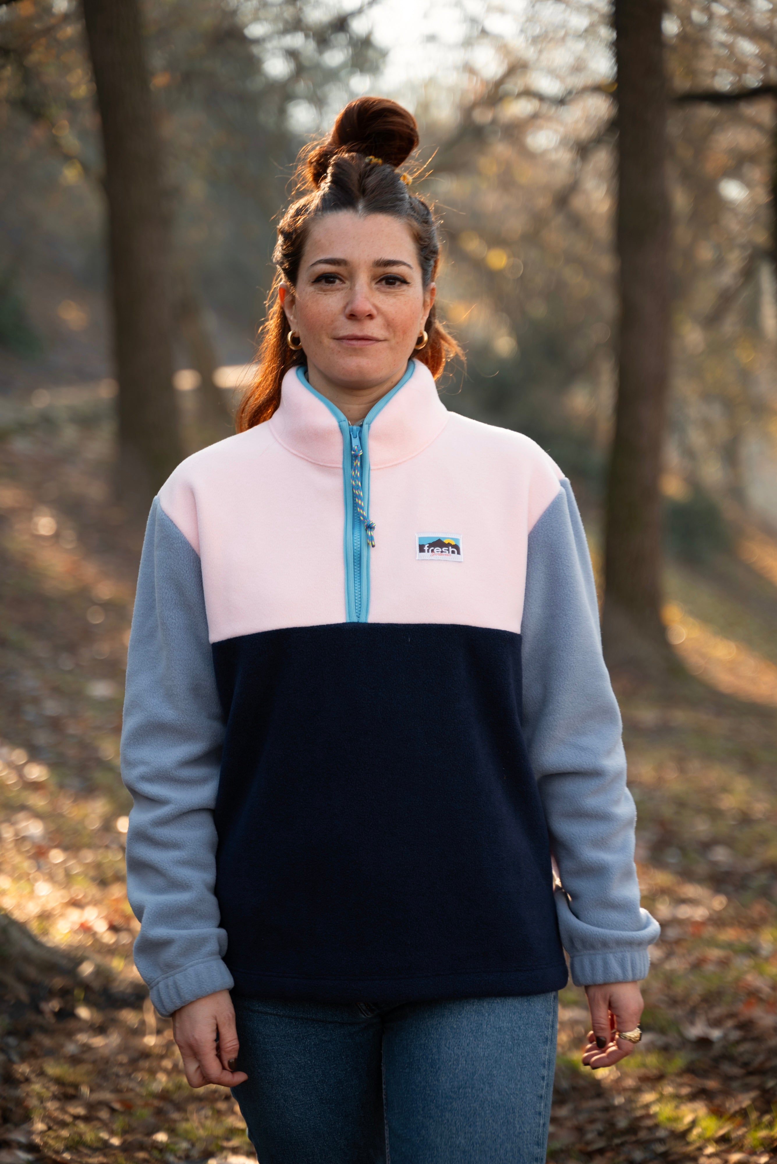 Pullover in pile FRESH Lucio con mezza zip Rosa 