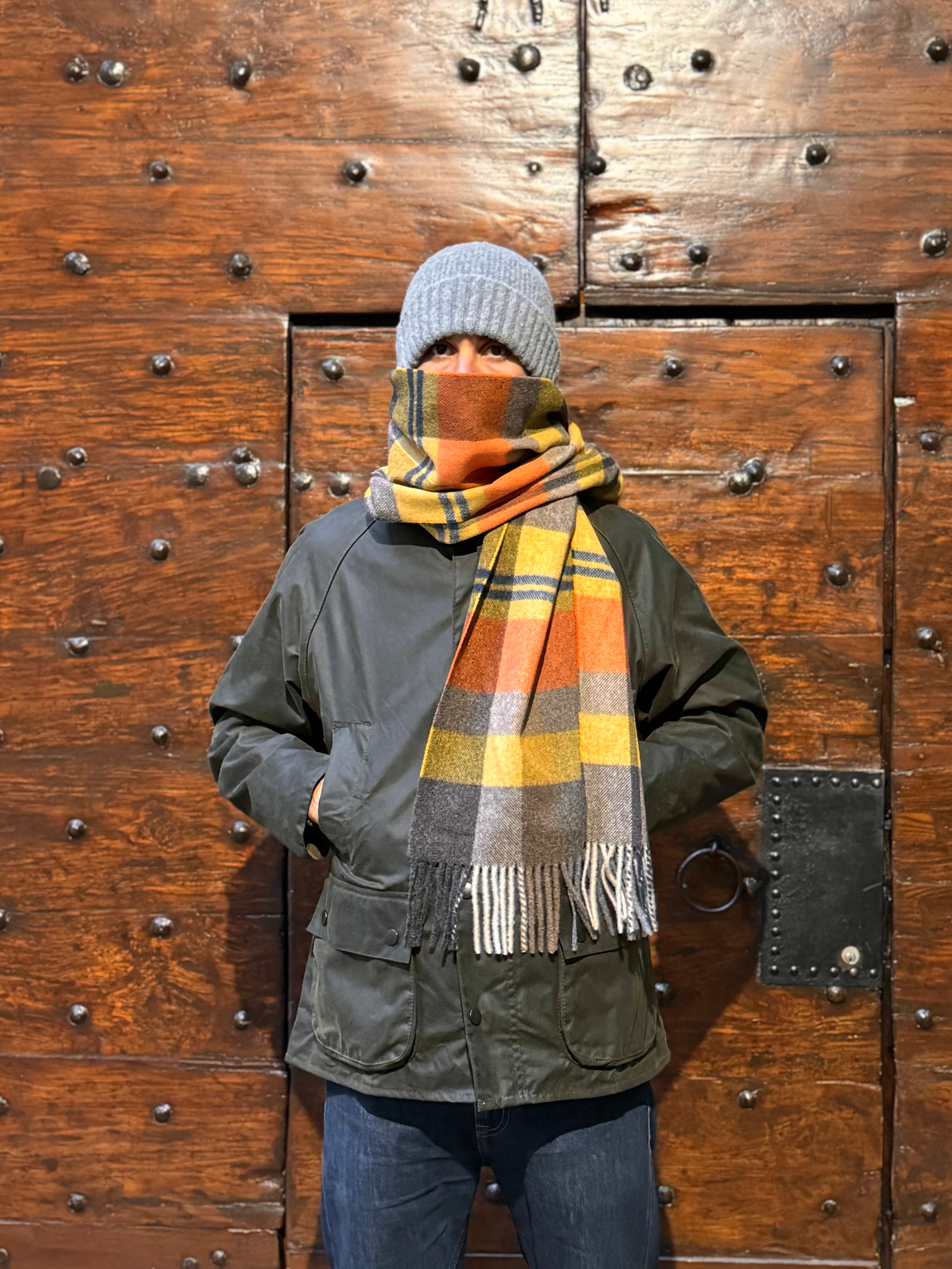 FRESH Orange Tartan Wool Scarf