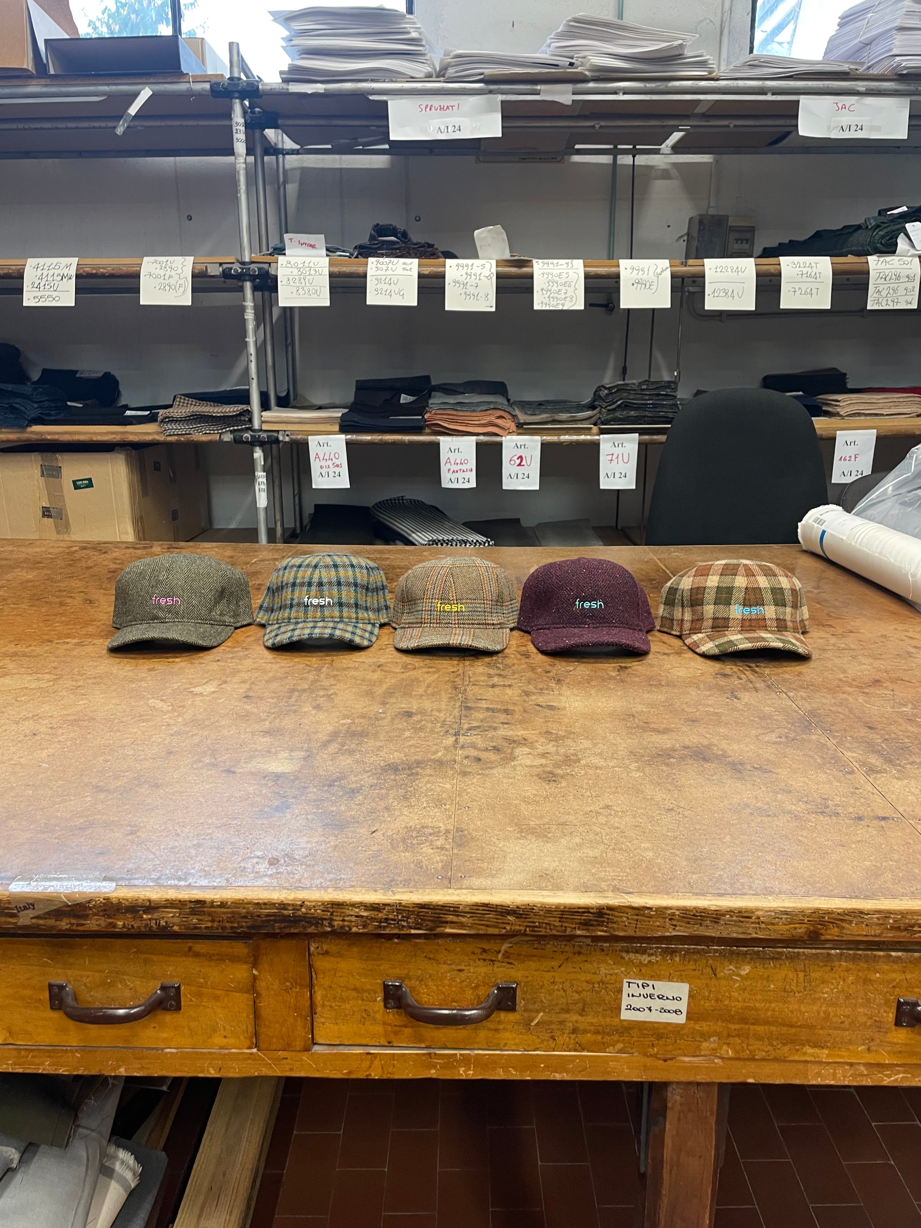 FRESH Casquette en Laine Shetland Tartan Marron 