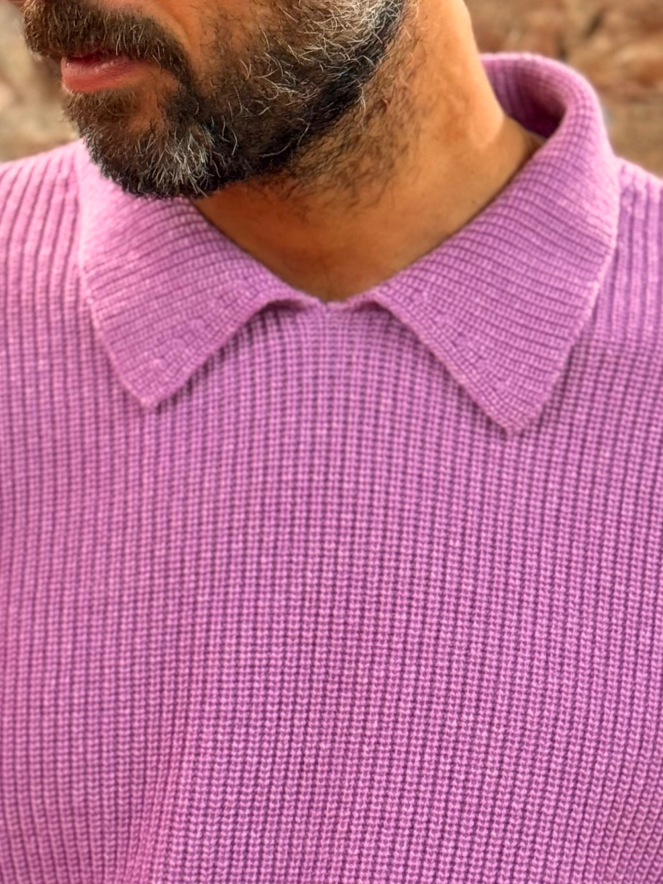 FRESH Sound Merino Polo Sweater In Lilac