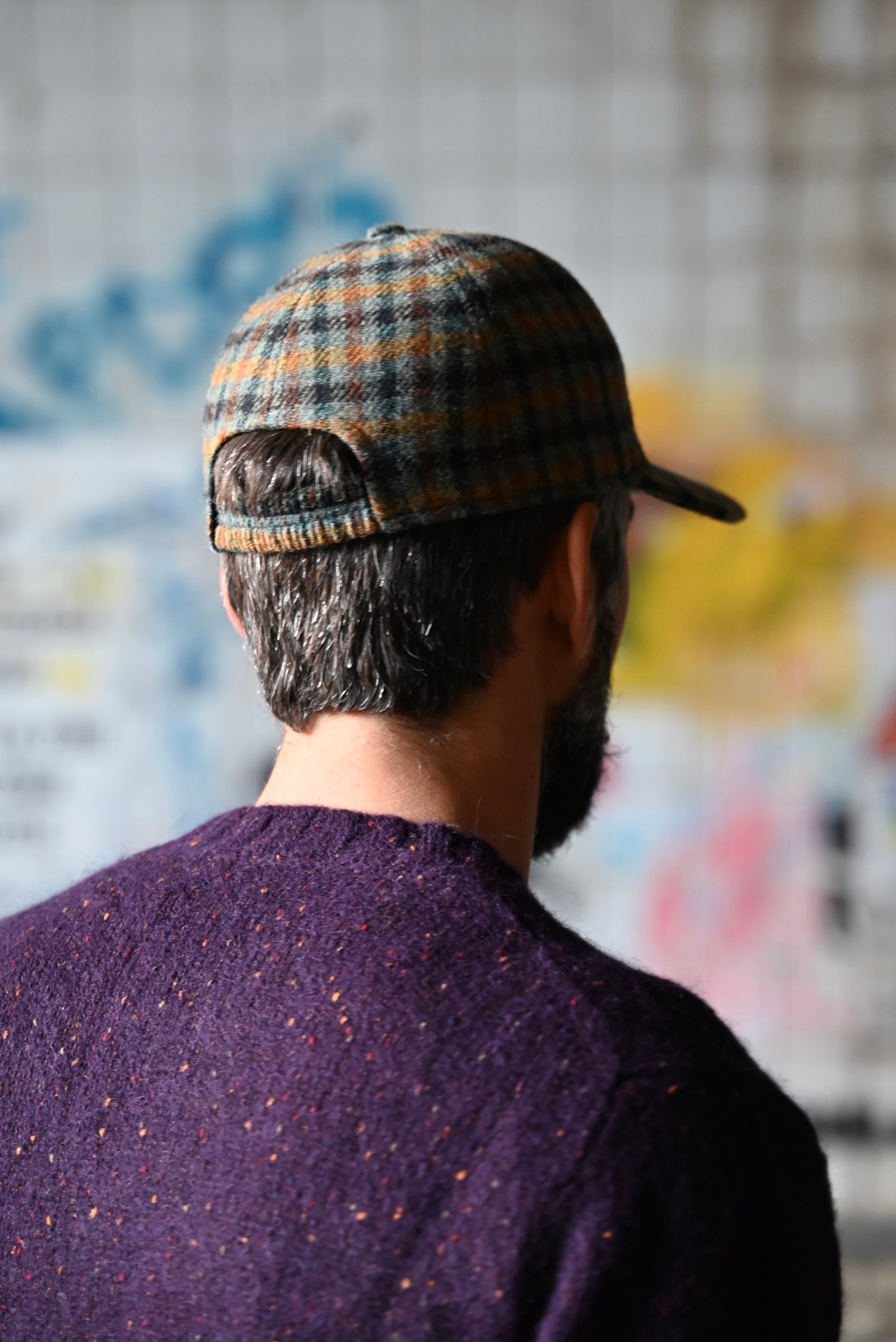 Casquette FRESH Laine Shetland Tartan Bleu 