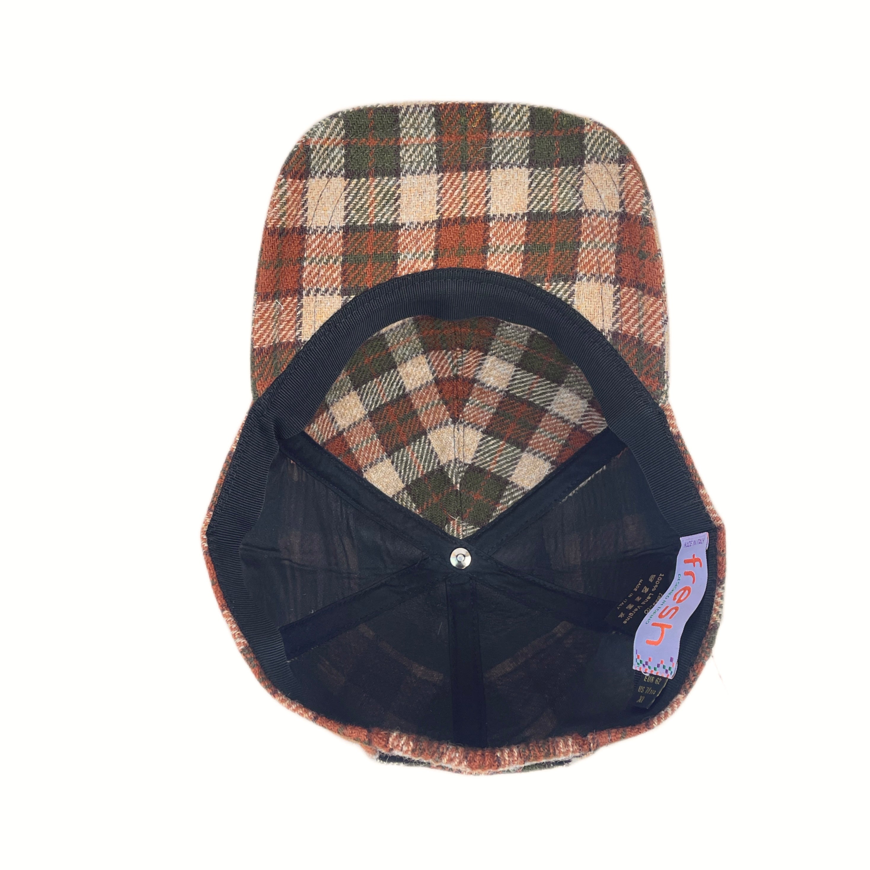 FRESH Casquette en Laine Shetland Tartan Marron 