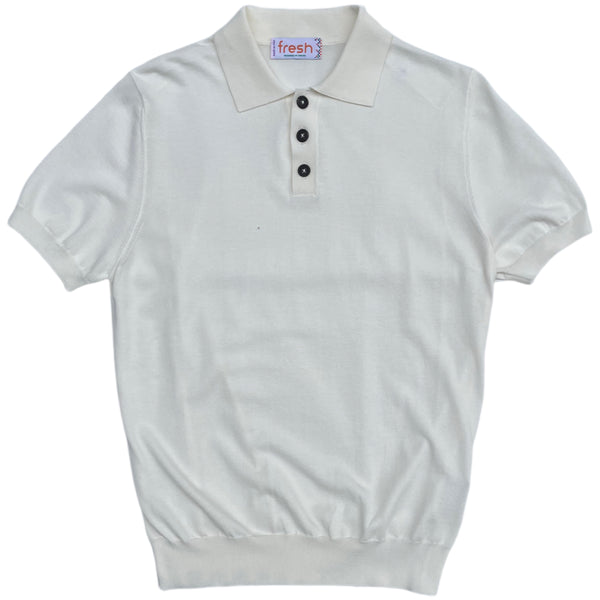 Polo FRESH Weller in maglia di cotone extra fine bianca