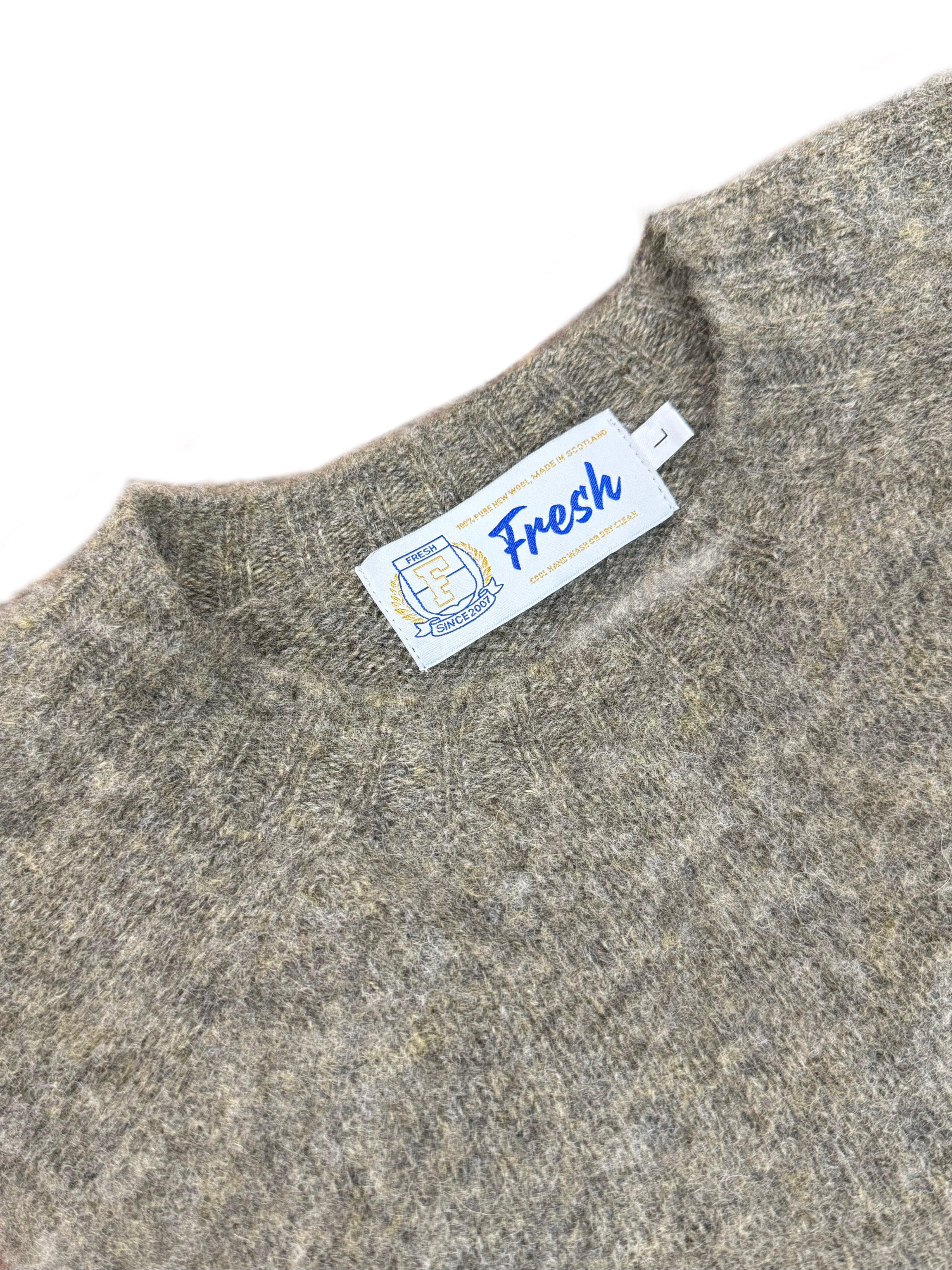 FRESH Sean Scottish Shaggy Wool Jumper In Oyster