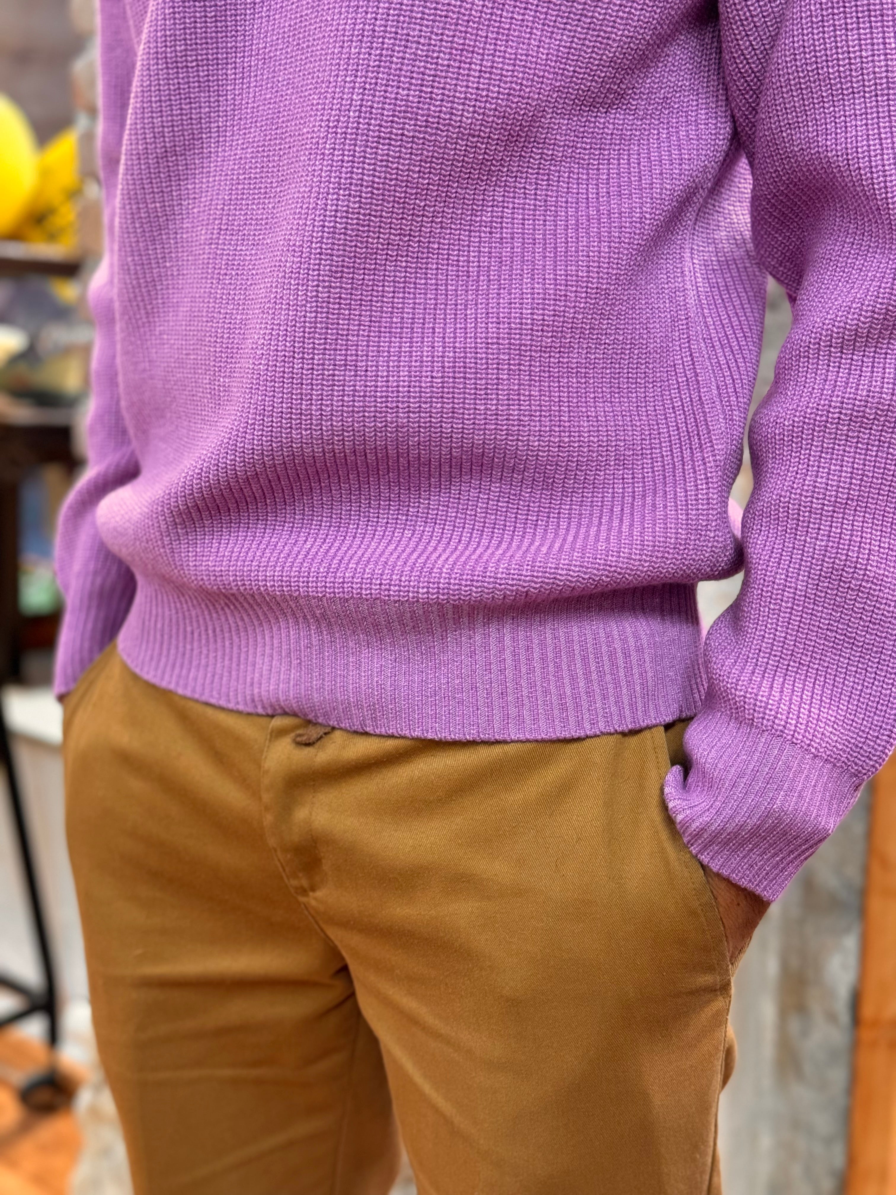 FRESH Sound Merino Polo Sweater In Lilac