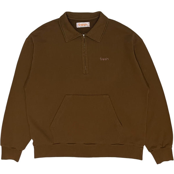 FRESH Mike Cocoa Brown Zipper Polo Sweatshirt in Winter Cotton