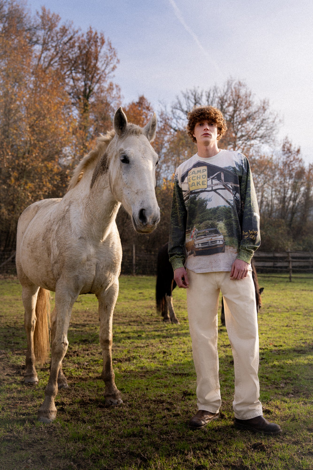 PRESIDENT’S Crew Neck In Natural Print Camp Echo Lake