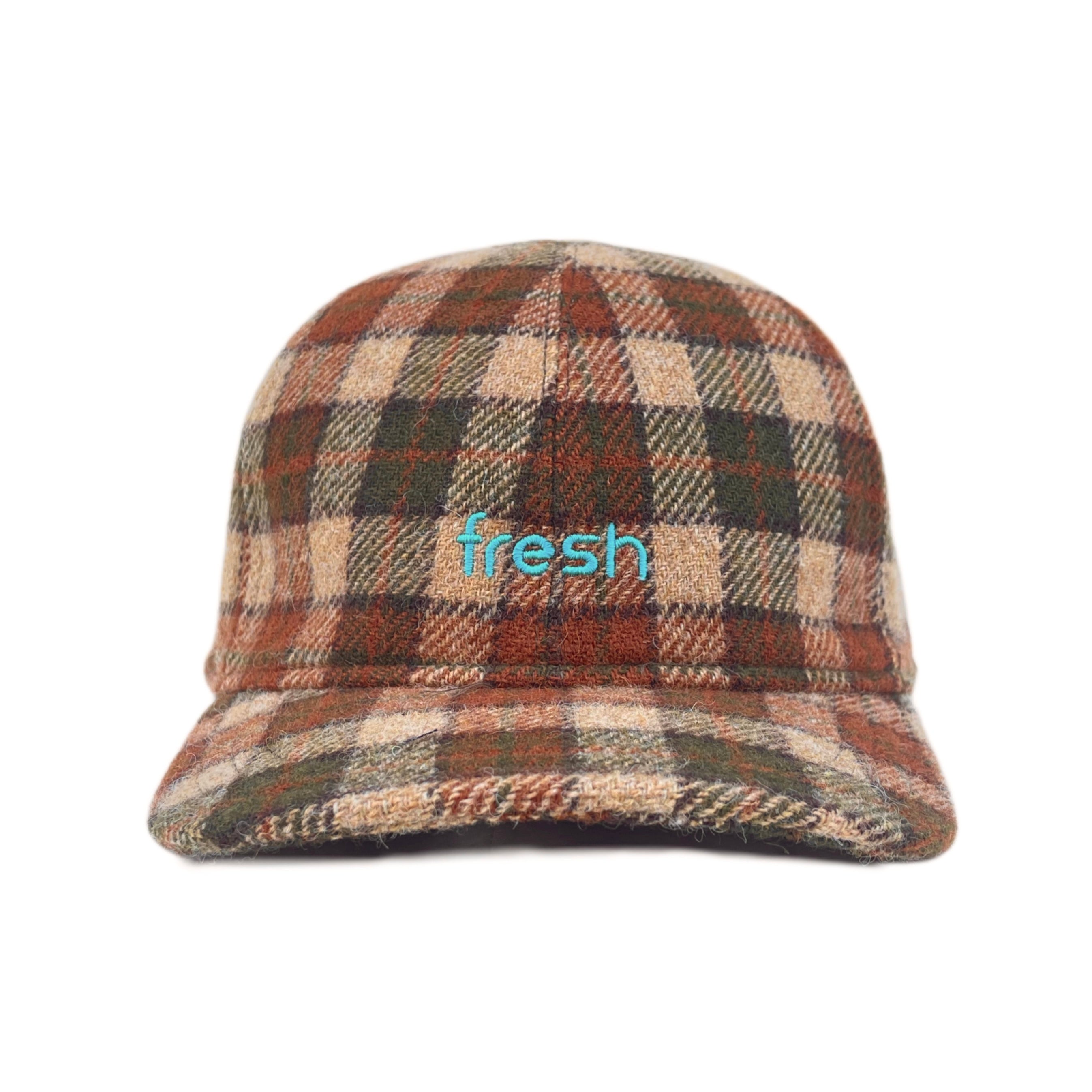 FRESH Casquette en Laine Shetland Tartan Marron 