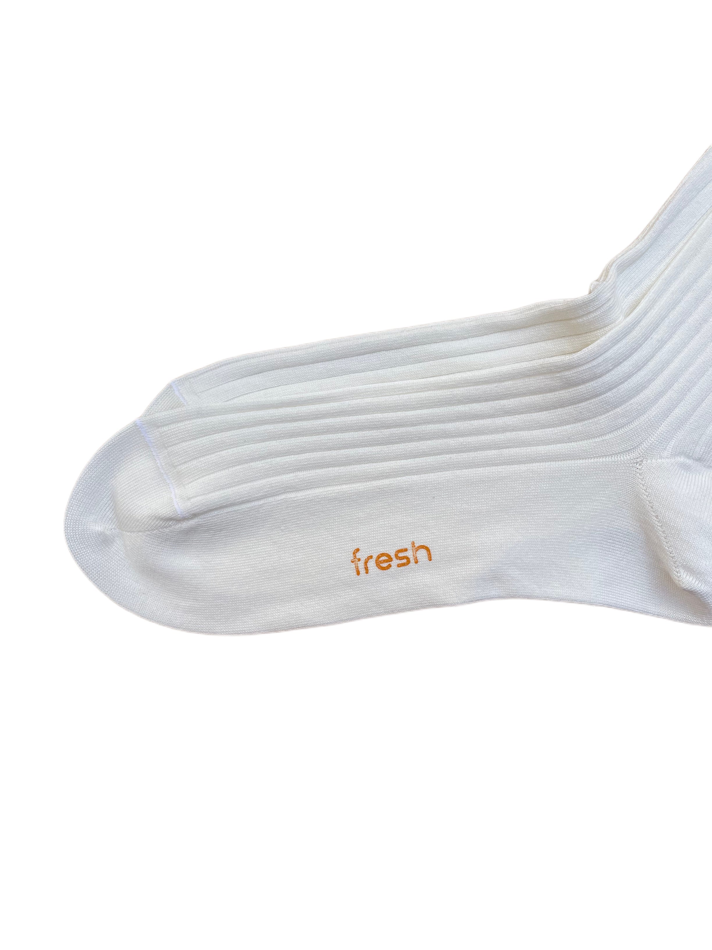 Chaussettes mi-mollet en coton FRESH en blanc