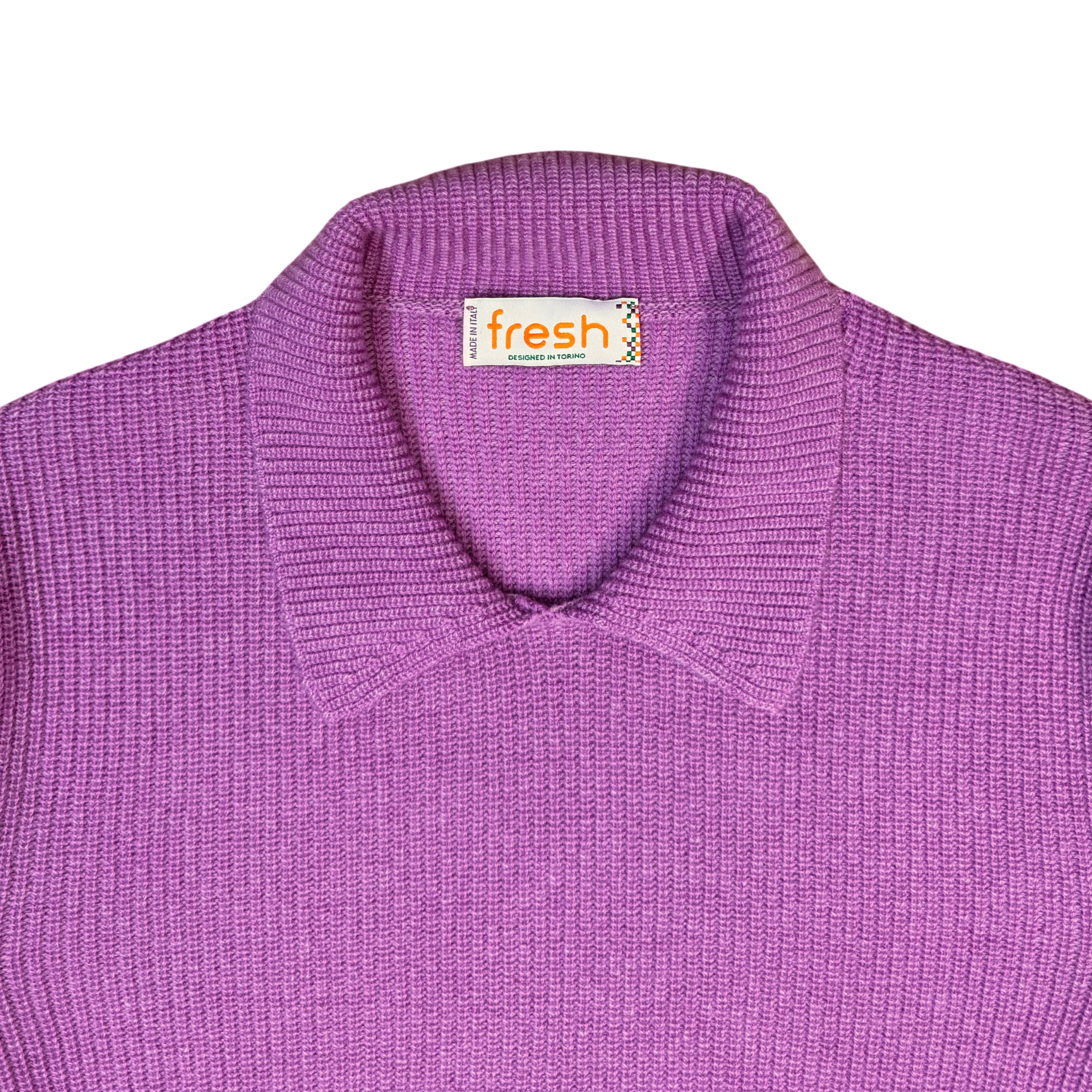 FRESH Sound Merino Polo Sweater In Lilac