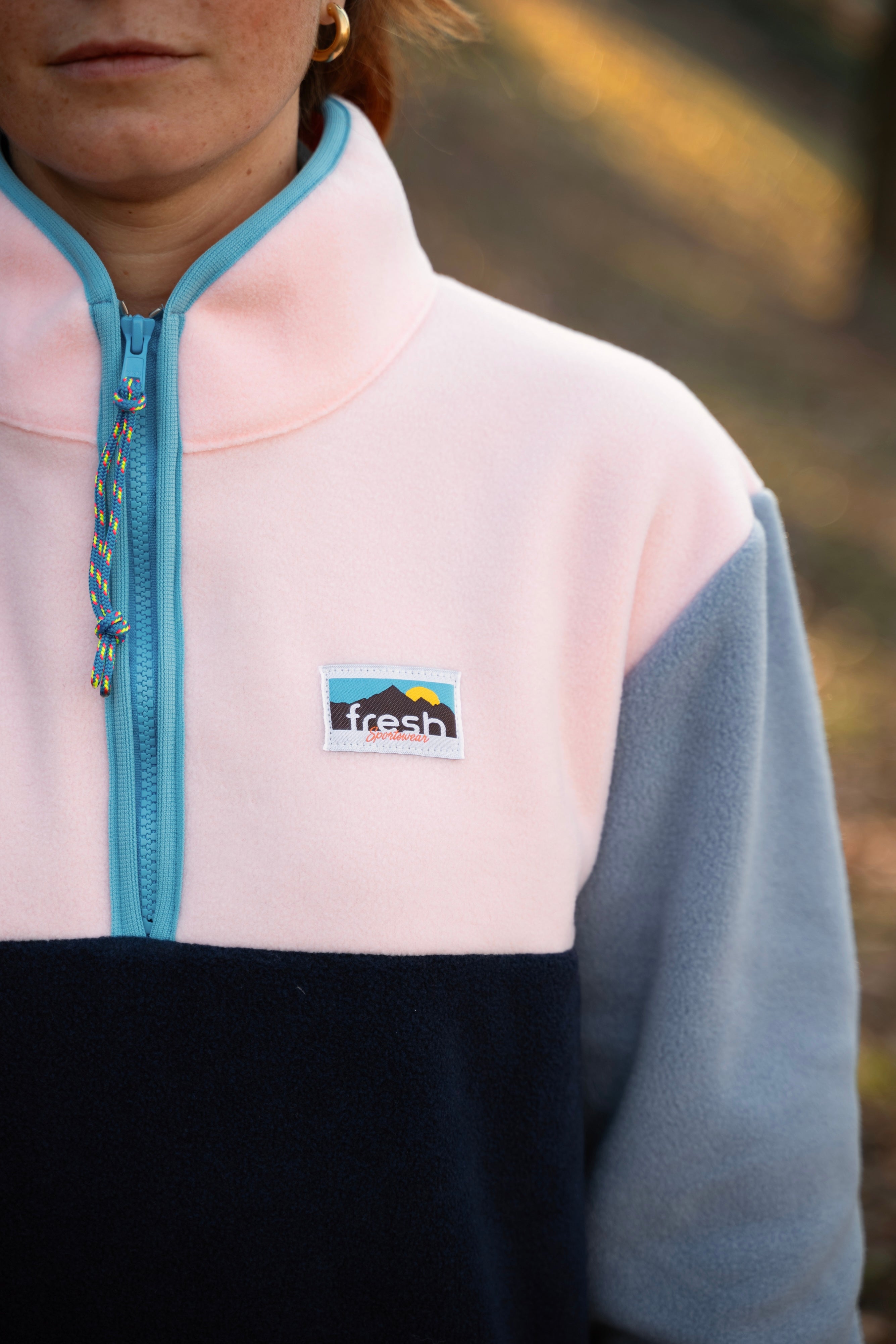 Pullover in pile FRESH Lucio con mezza zip Rosa 