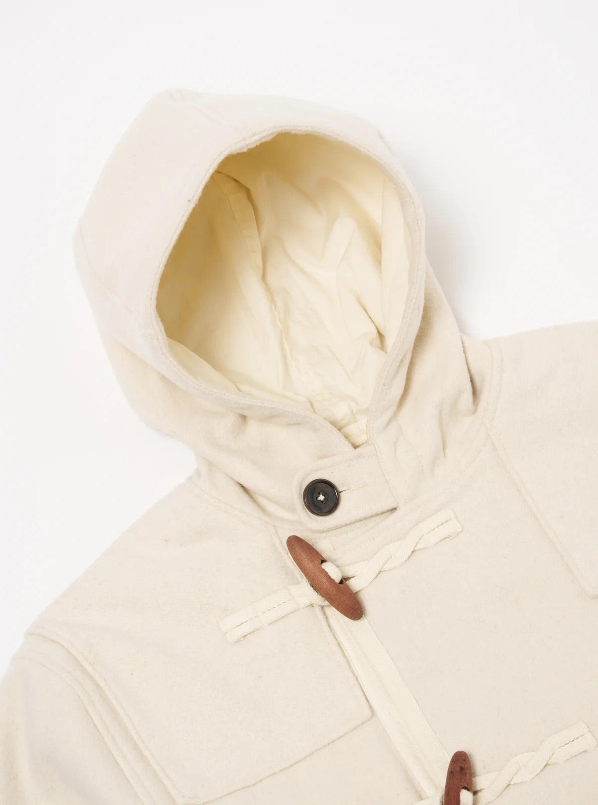 UNIVERSAL WORKS Military Duffle Coat in Ecru Marl Mowbray