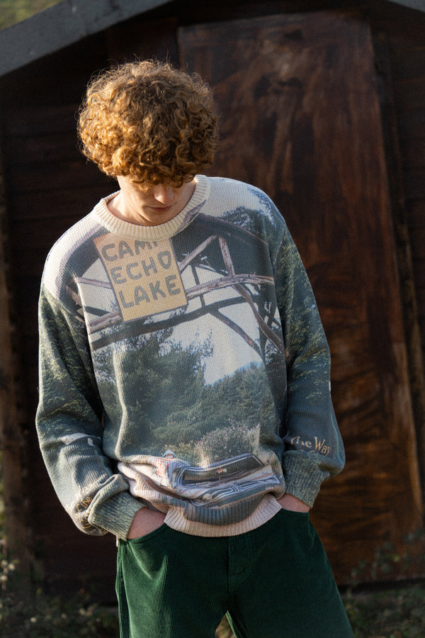 PRESIDENT’S Crew Neck In Natural Print Camp Echo Lake