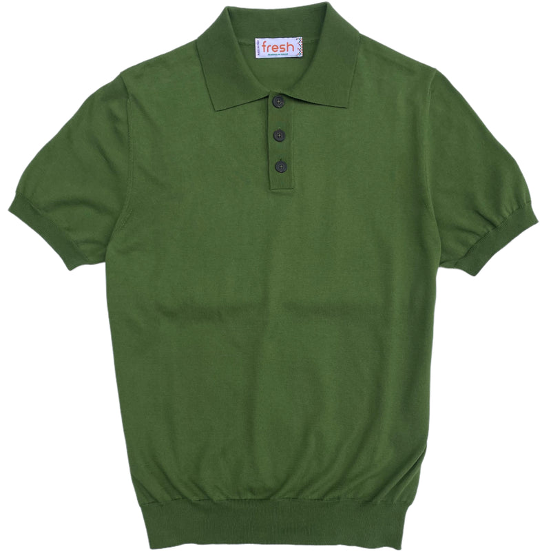 FRESH Weller - Polo tricoté en coton extra fin - Vert