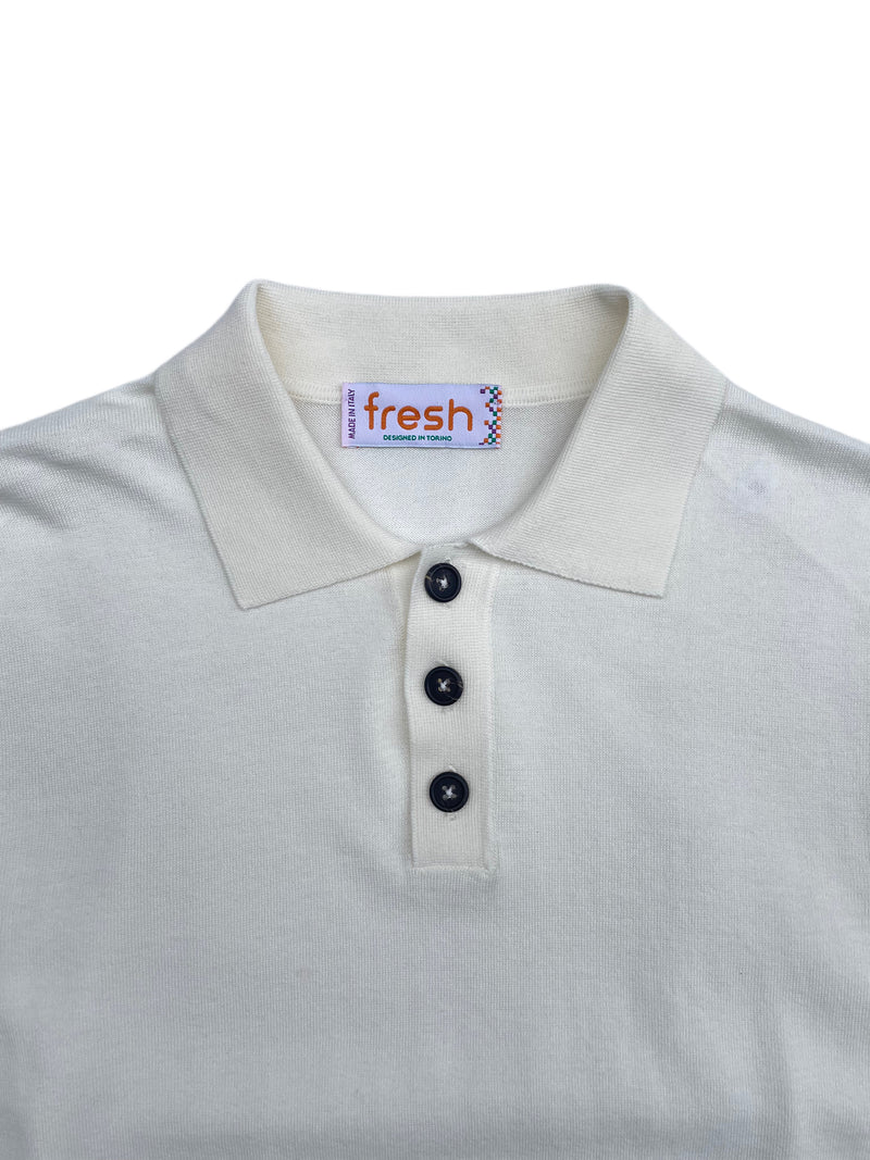 FRESH Weller - Polo tricoté en coton extra fin - Blanc