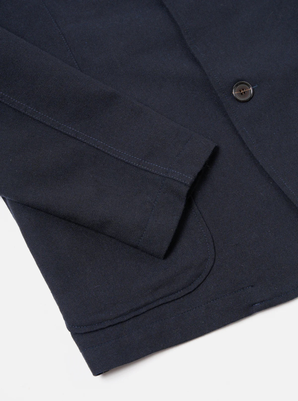 UNIVERSAL WORKS Two Button Jacket in Navy Upcycled Italian Tweed