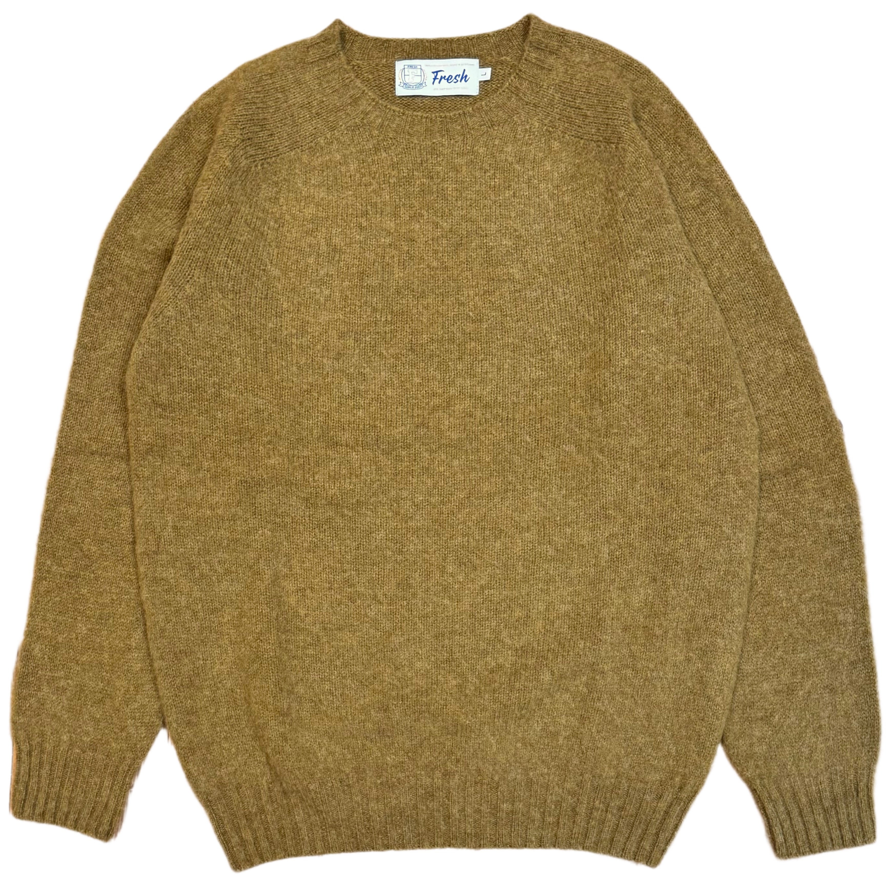 FRESH Sean Scottish Shaggy Wool Jumper In Asparagus