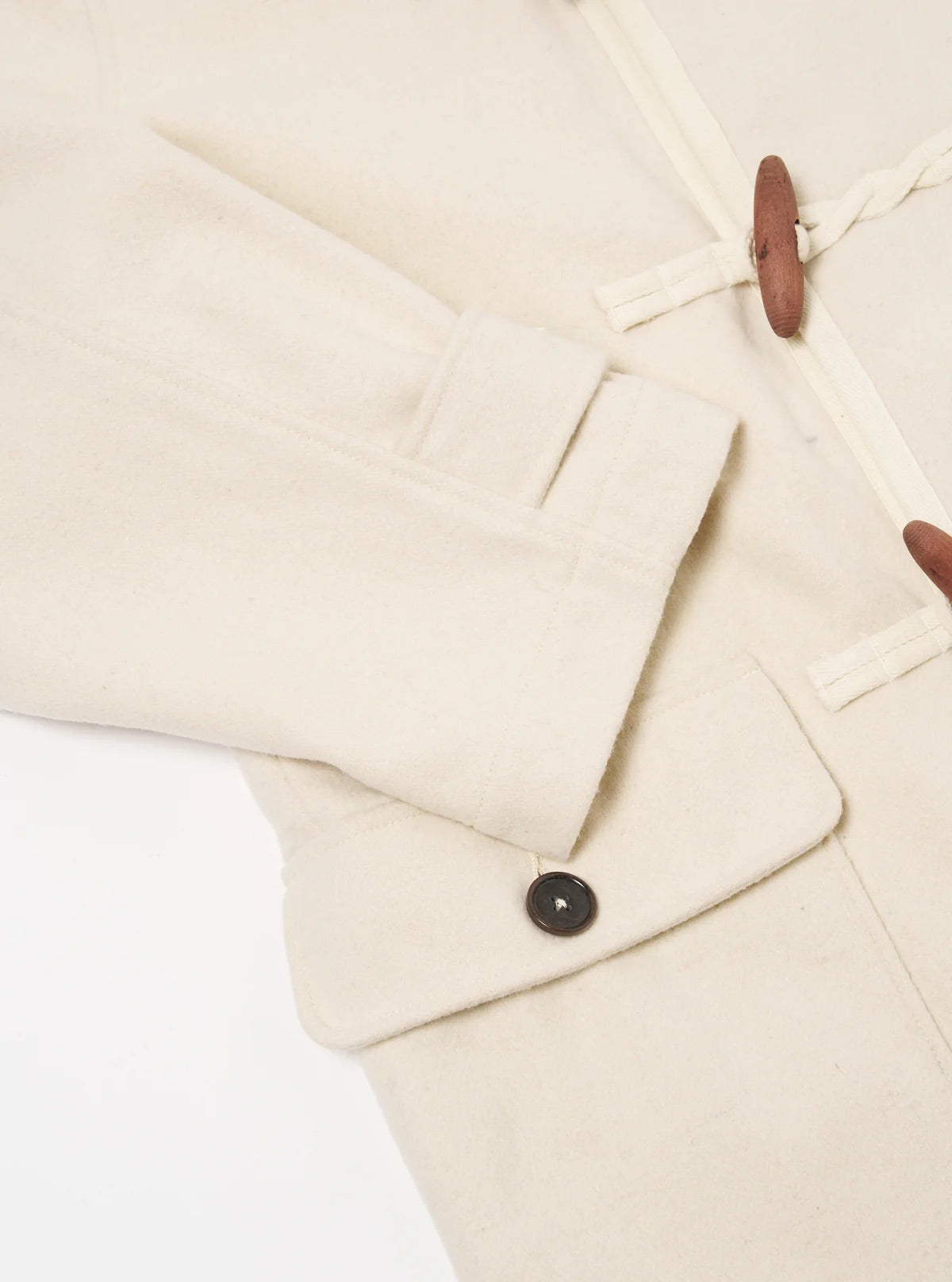 UNIVERSAL WORKS Military Duffle Coat in Ecru Marl Mowbray