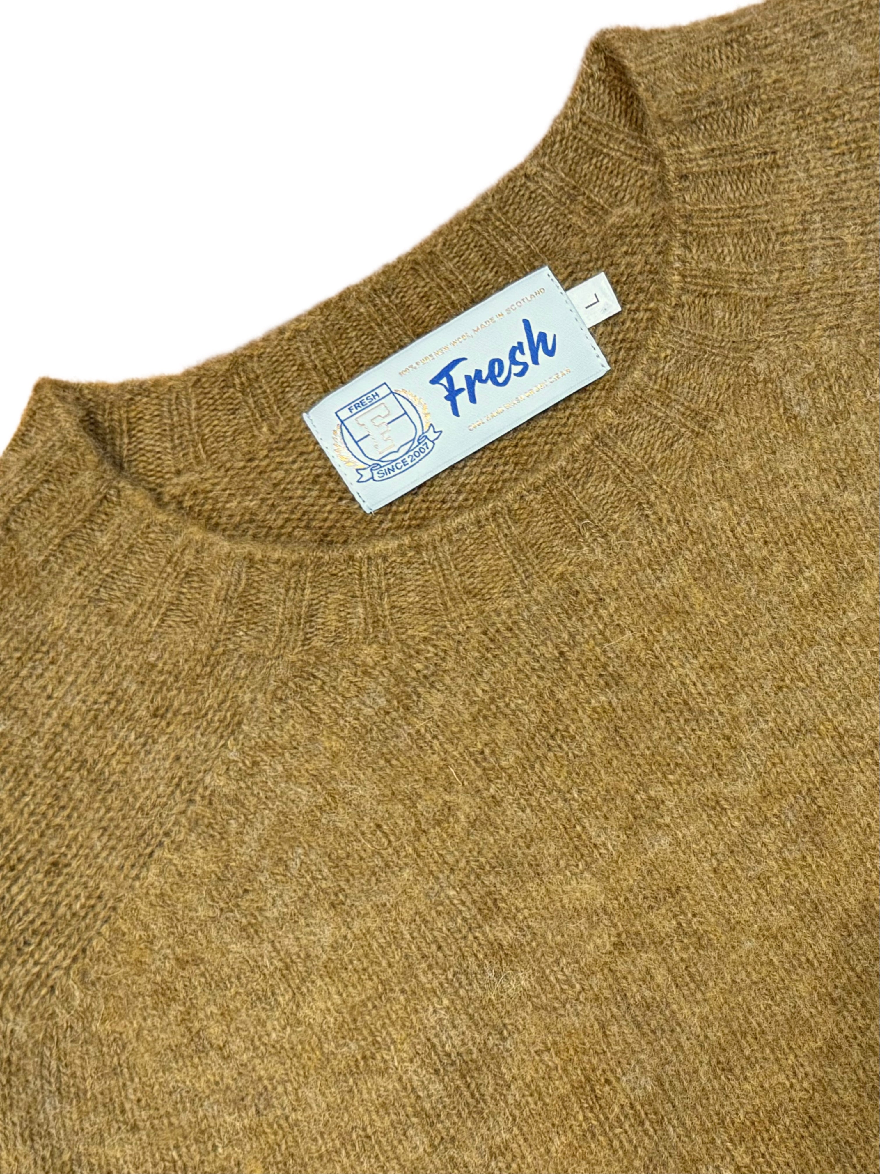 FRESH Sean Scottish Shaggy Wool Jumper In Asparagus