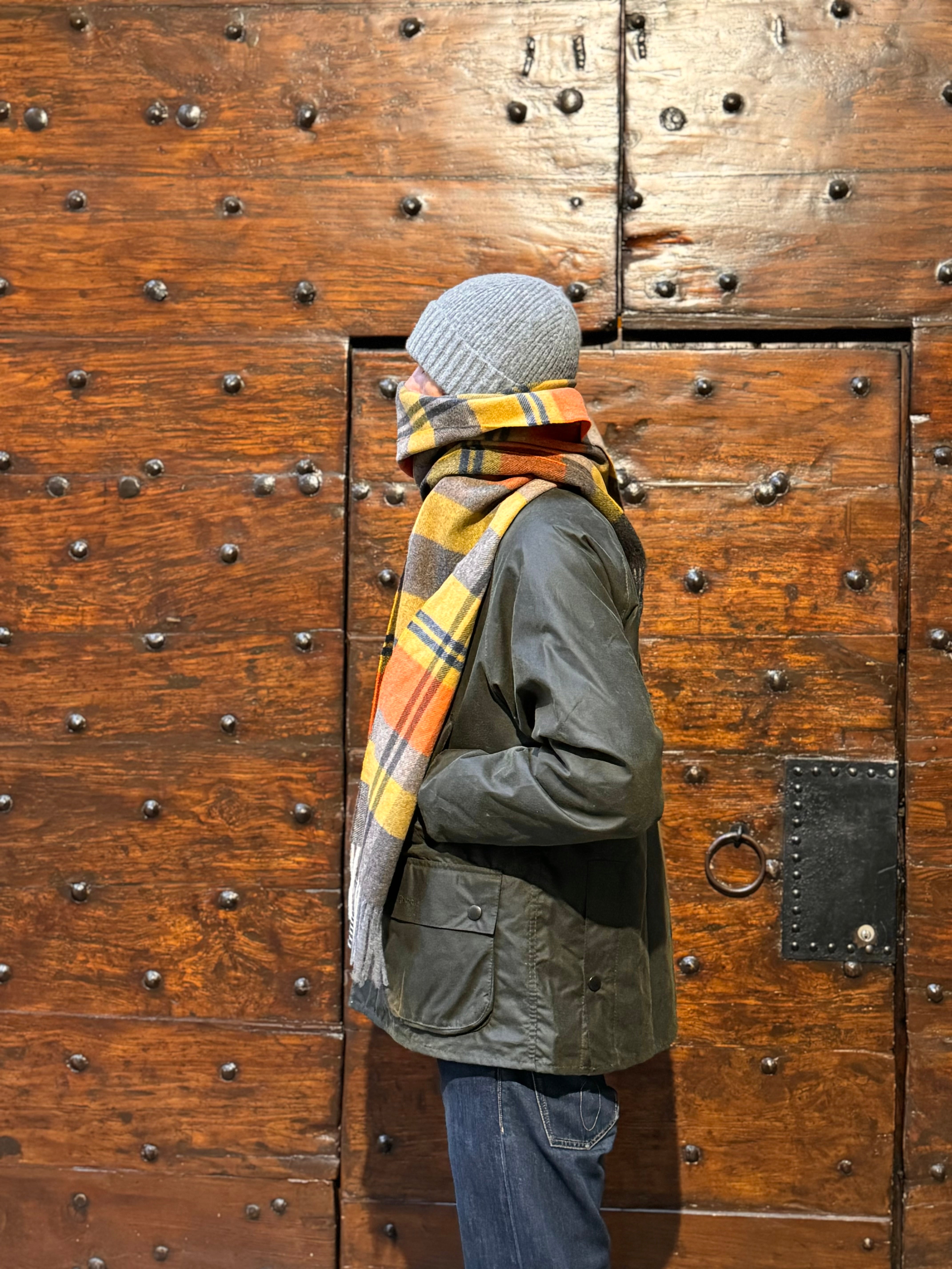 FRESH Orange Tartan Wool Scarf