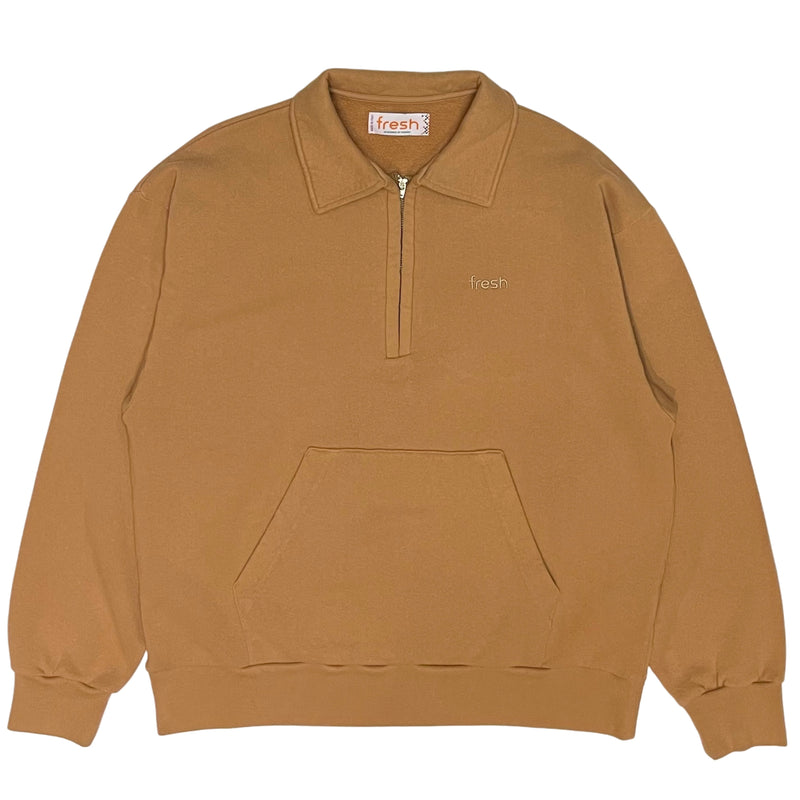 FRESH Mike Salted Caramel Zipper Polo Sweatshirt in Winter Cotton