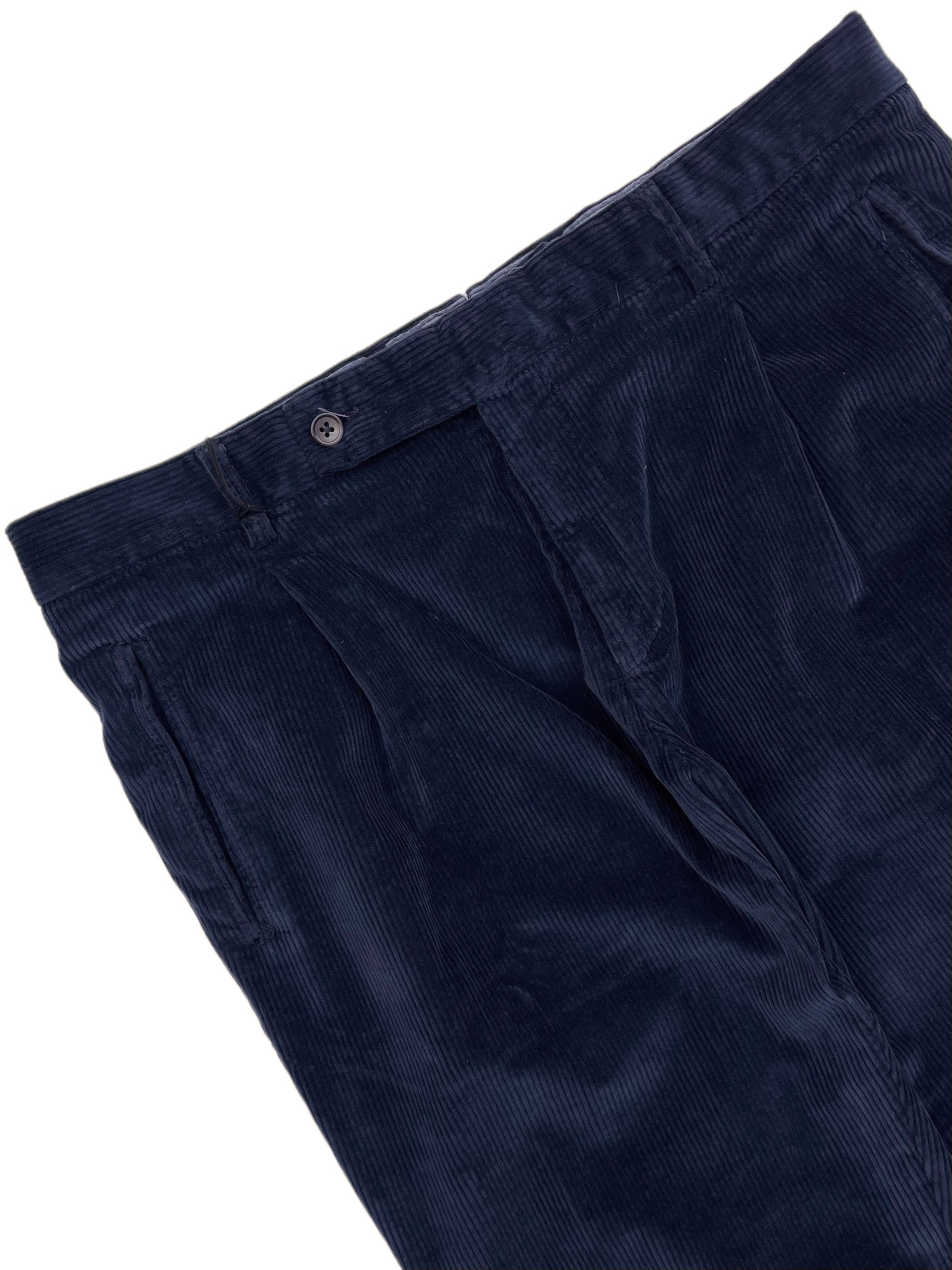 Pantalon chino plissé en velours côtelé FRESH en bleu marine