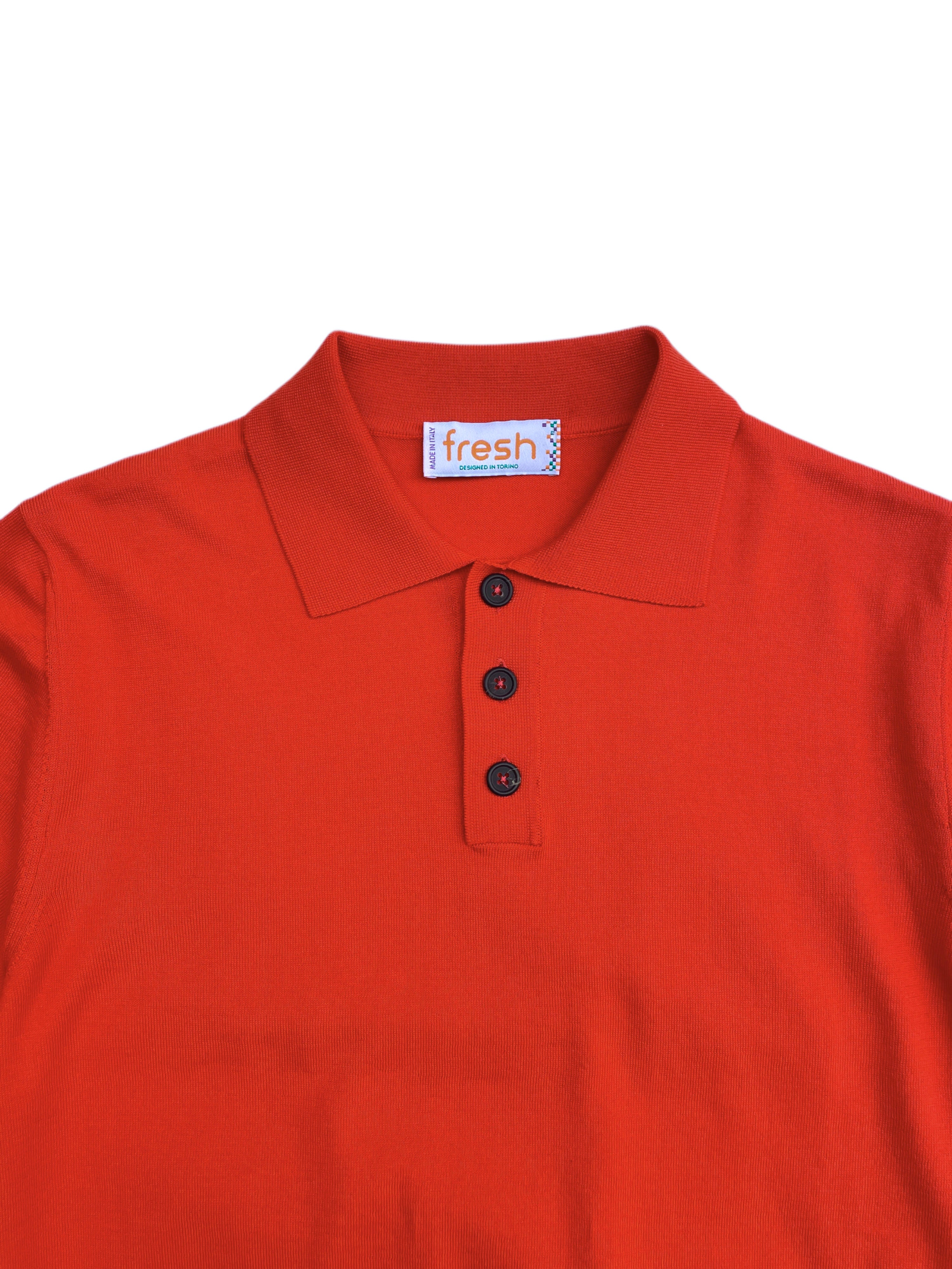 FRESH Weller - Polo tricoté en coton extra fin - Orange