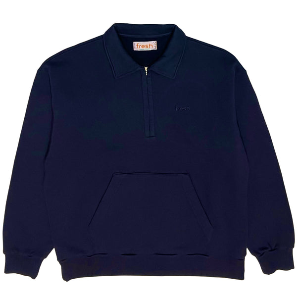 FRESH Mike Blue Night Zipper Polo Sweatshirt in Winter Cotton