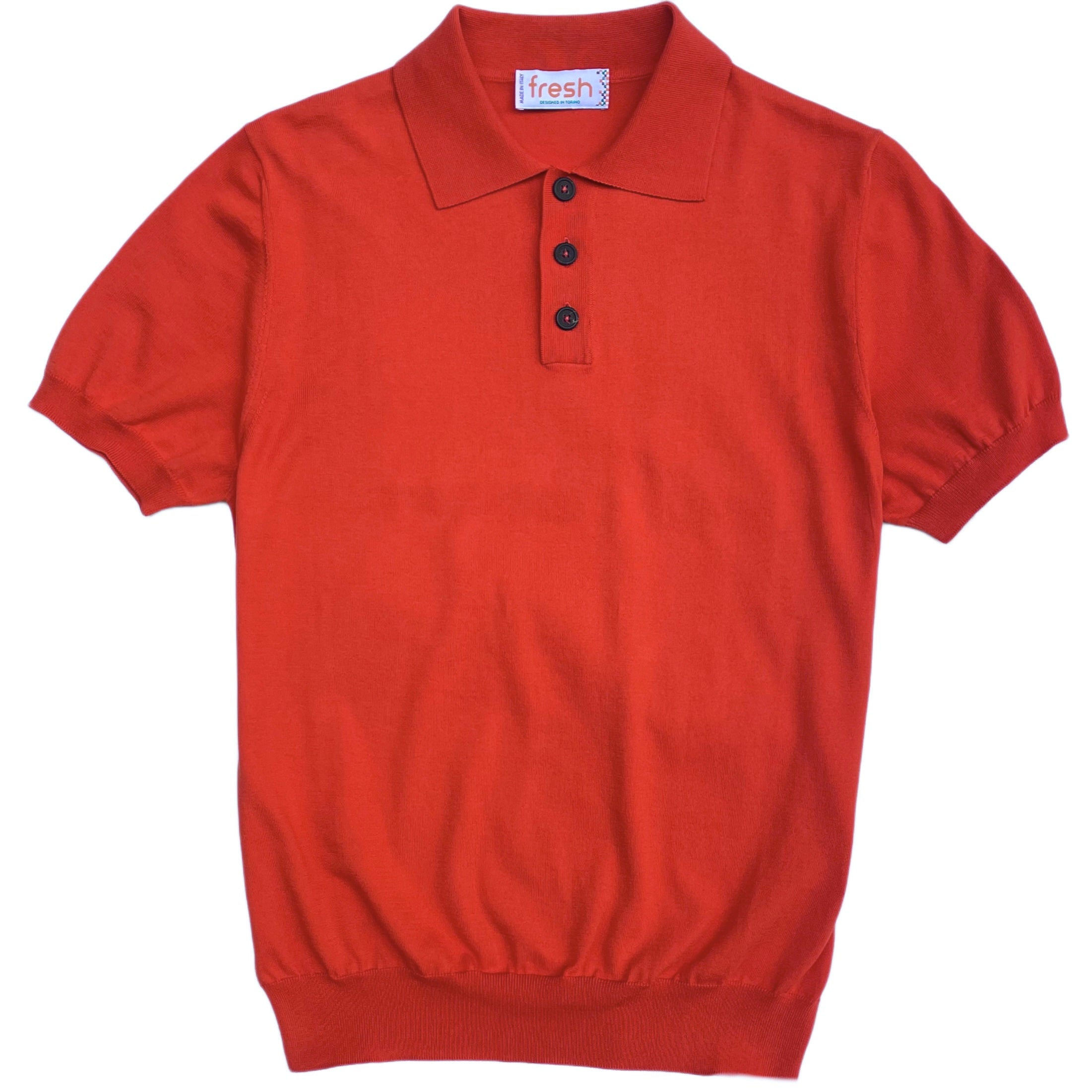 FRESH Weller - Polo tricoté en coton extra fin - Orange