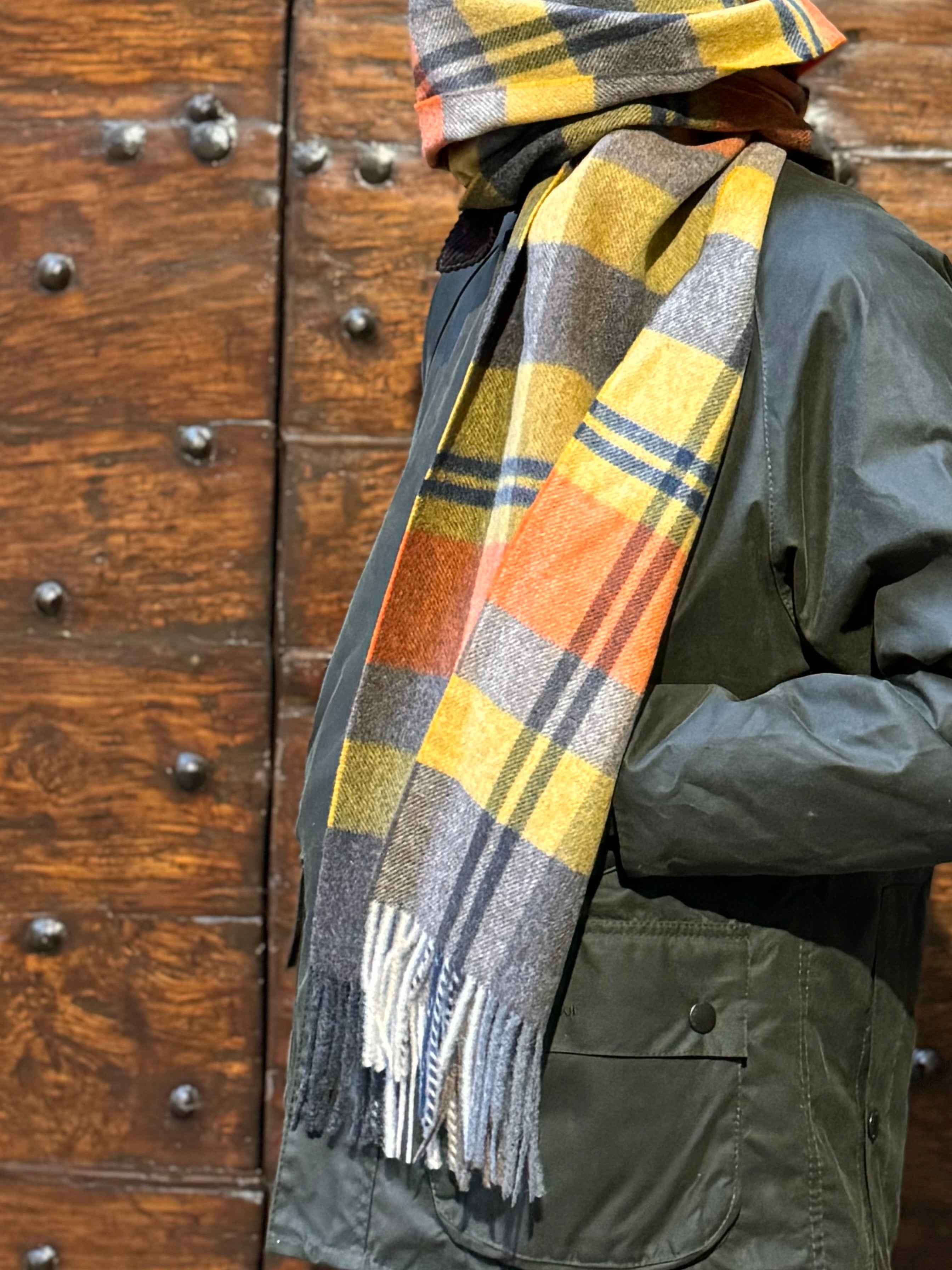 FRESH Orange Tartan Wool Scarf