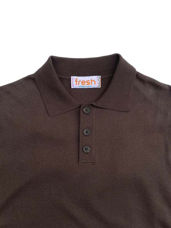 Polo FRESH Weller in maglia di cotone extra fine marrone