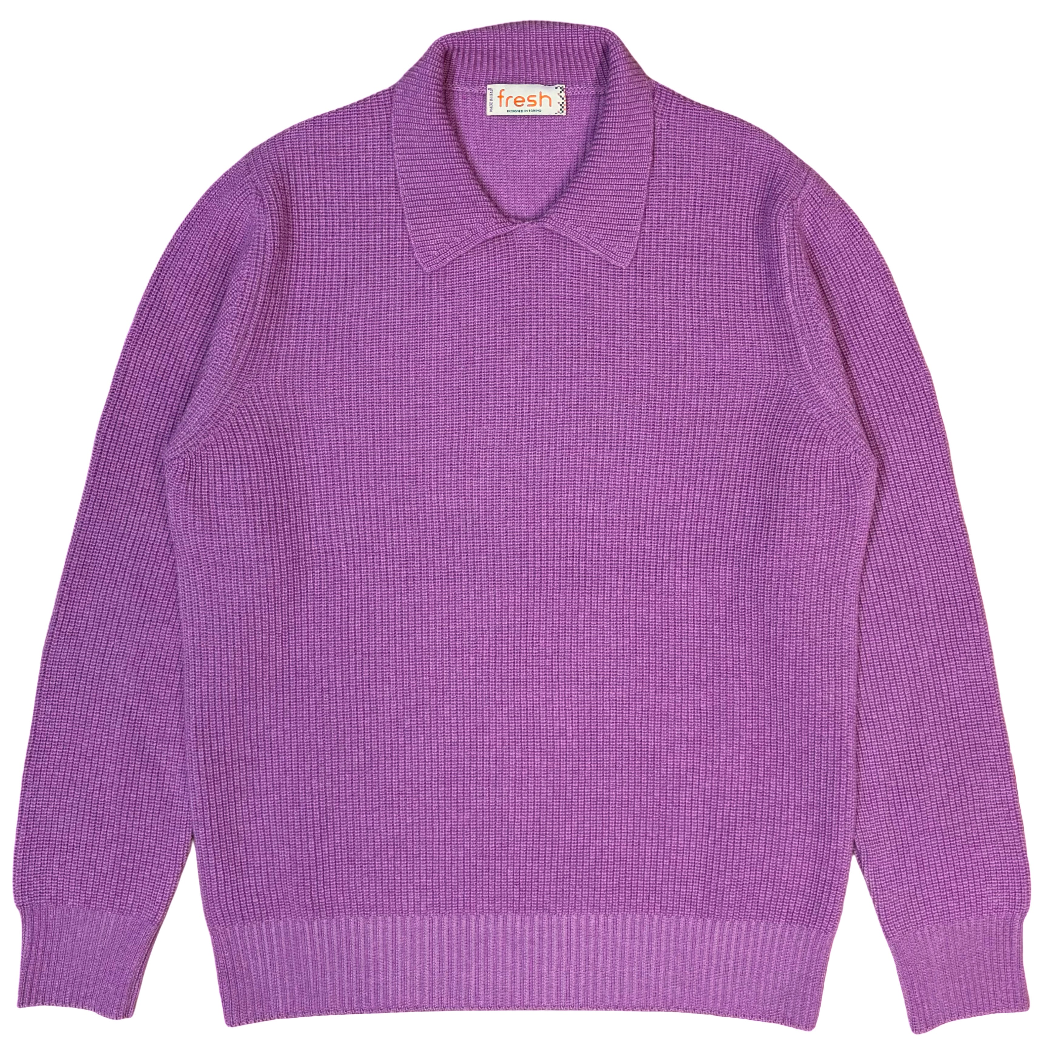 FRESH Sound Merino Polo Sweater In Lilac