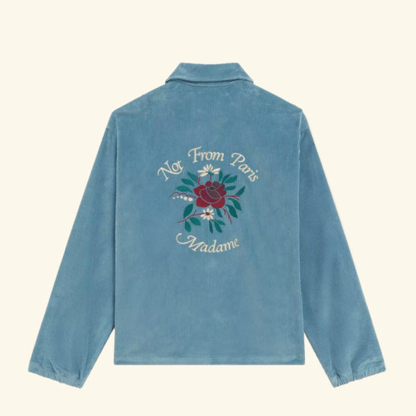 DRÔLE DE MONSIEUR La Veste Slogan Fleurs Corduroy In Blue Grey