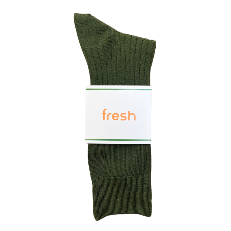 FRESH Cotton Mid-Calf Lenght Socks In Military Green