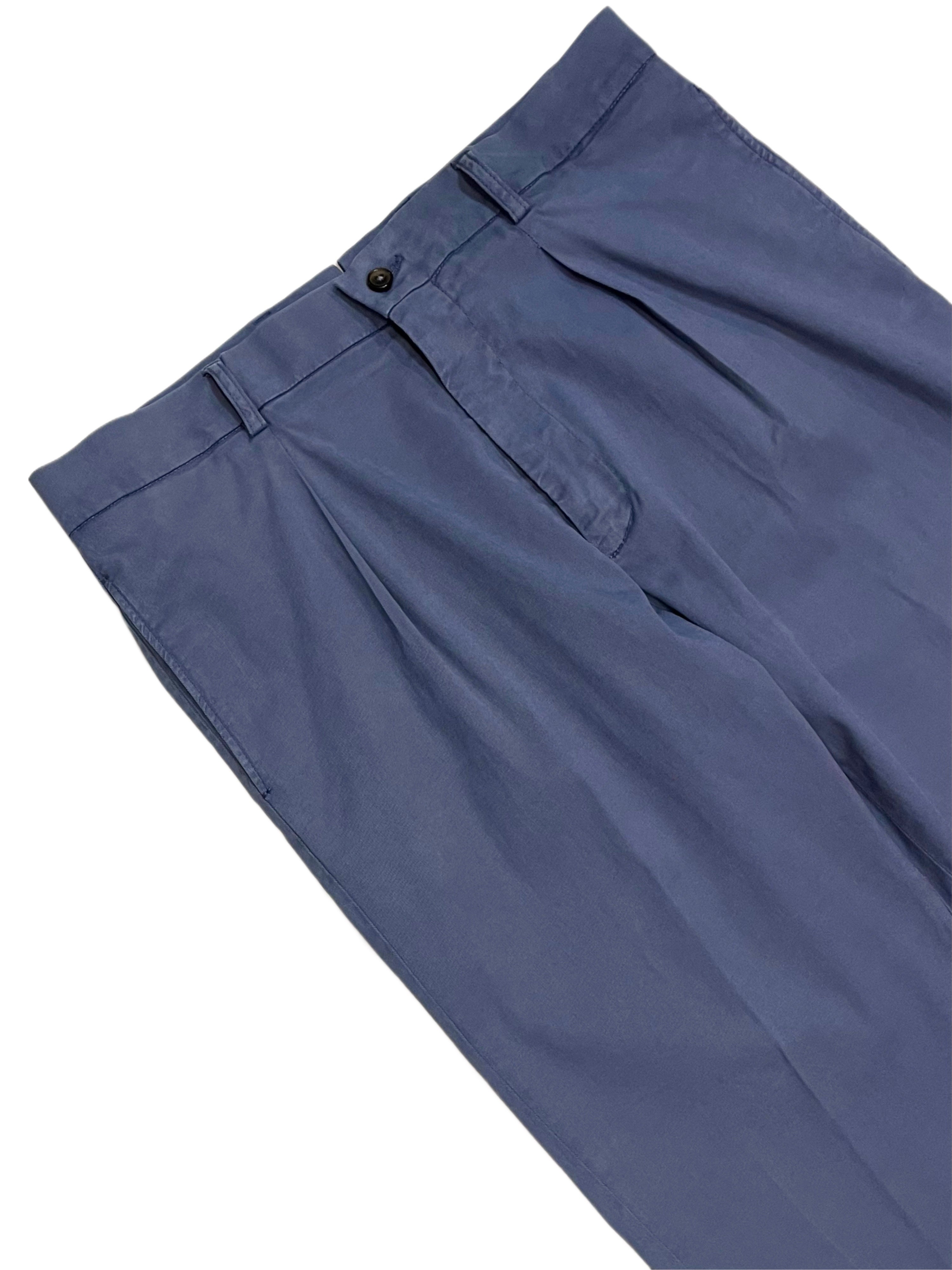 FRESH Camogli Pleated Cotton Chino Pants In Indigo