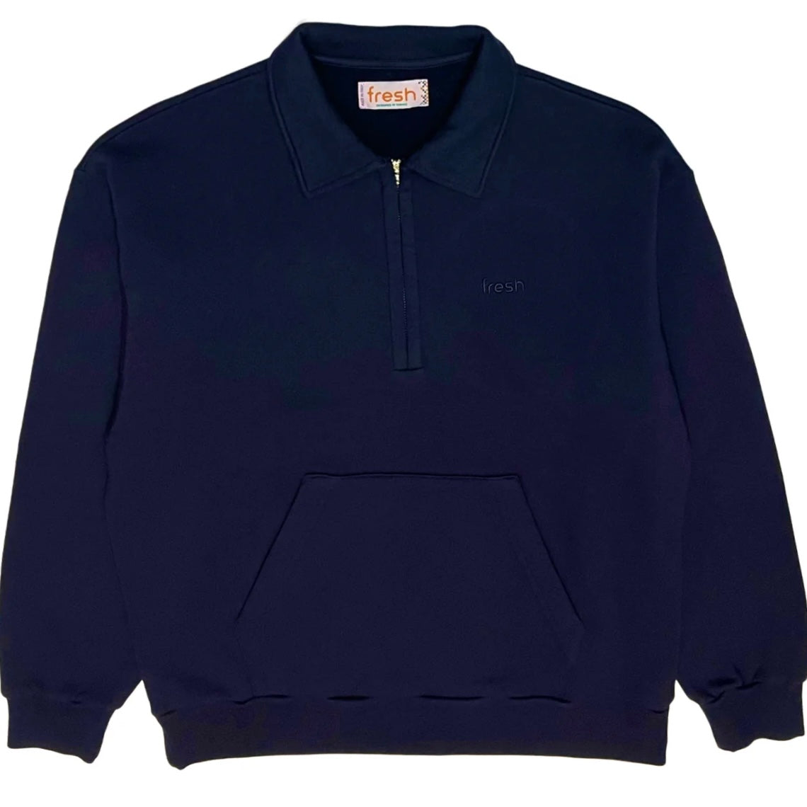 FRESH Mike Blue Night Zipper Polo Sweatshirt in Winter Cotton