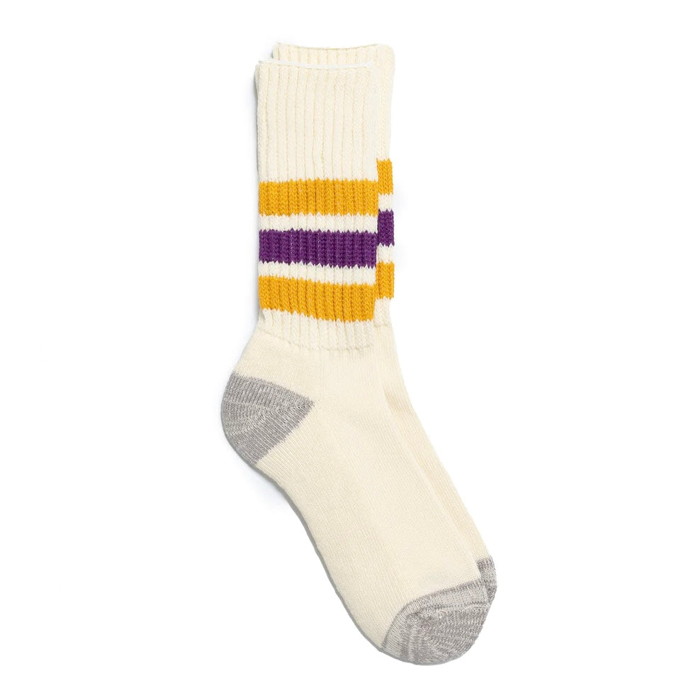 ROTOTO Coarse Ribbed Old School Crew Socks Yellow/Purple