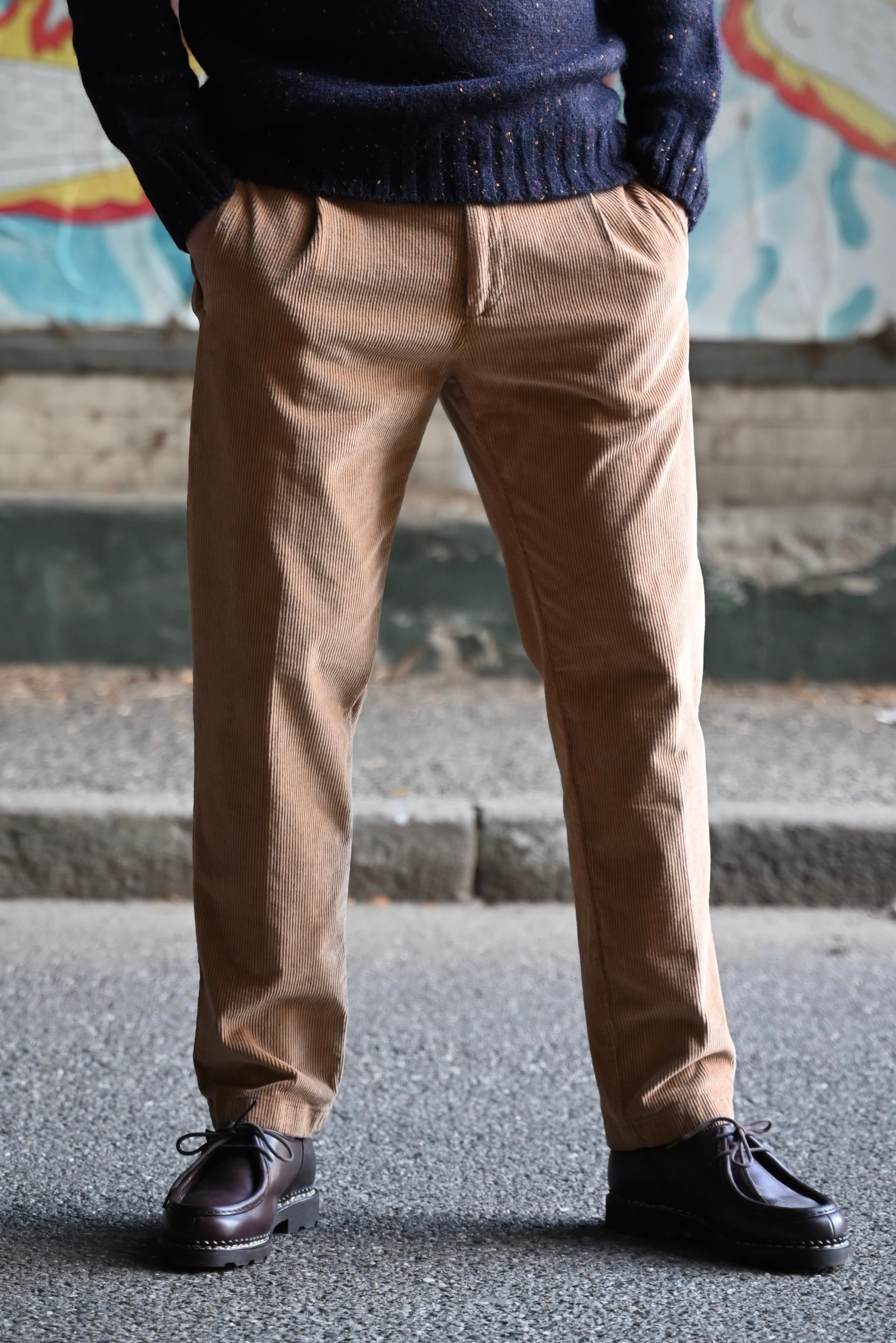 FRESH Corduroy Pleated Chino Pants In Khaki