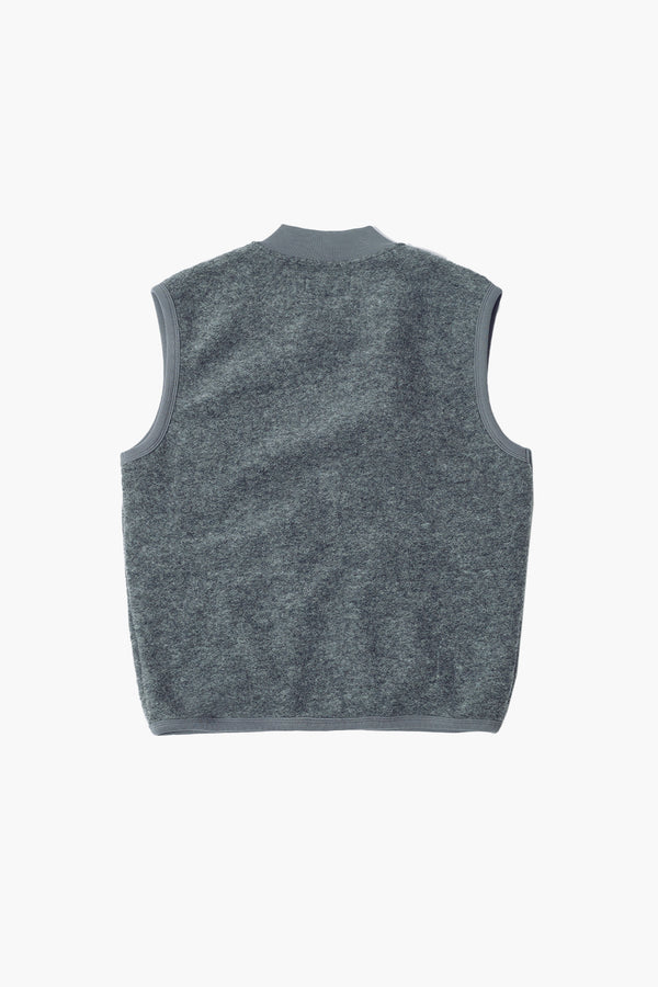 UNIVERSAL WORKS Zip Wool Waistcoat Grey Marl