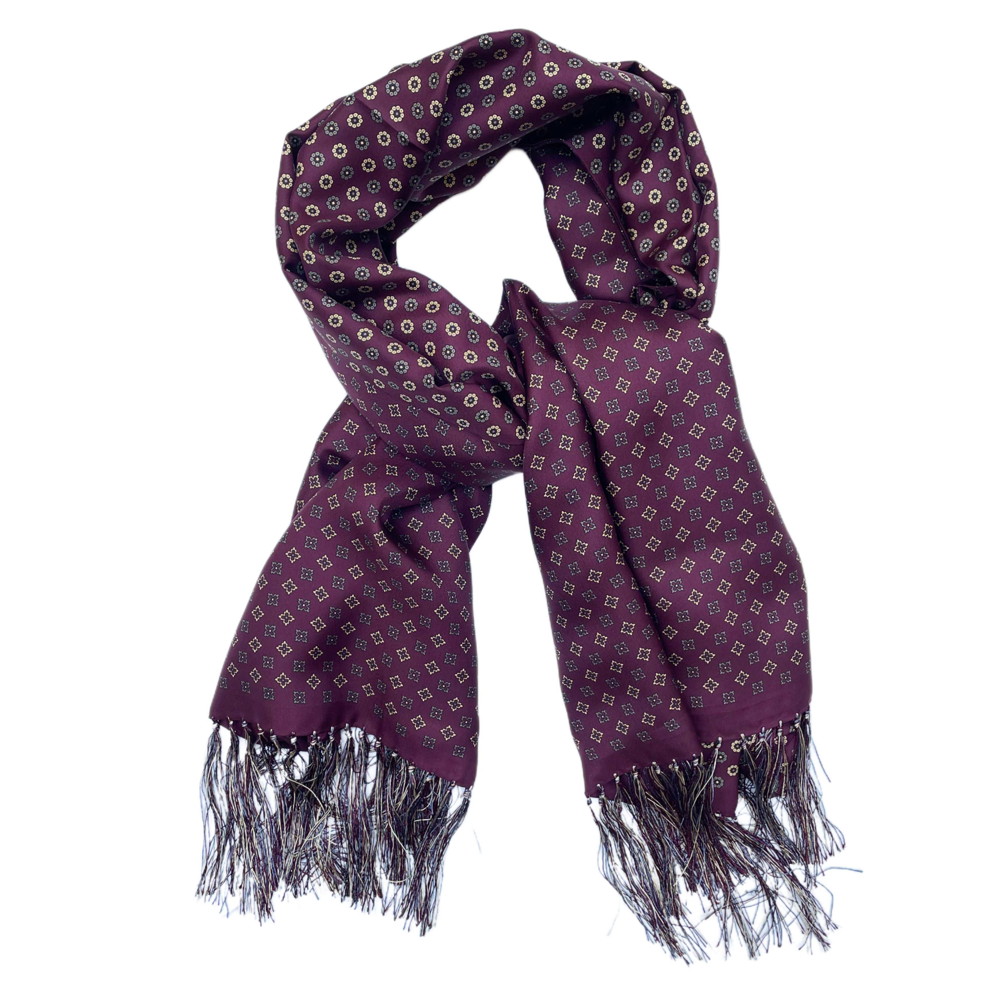 Foulard en soie FRESH Flowers en Bordeaux 