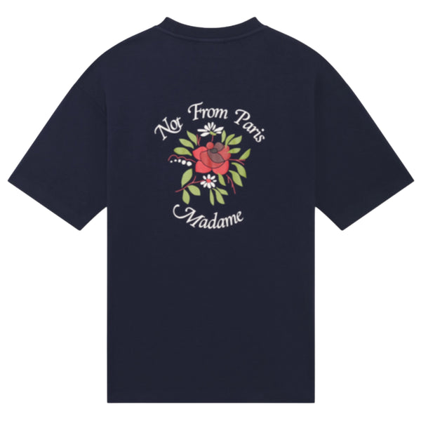 DRÔLE DE MONSIEUR Le T-Shirt Slogan Fleurs In Navy