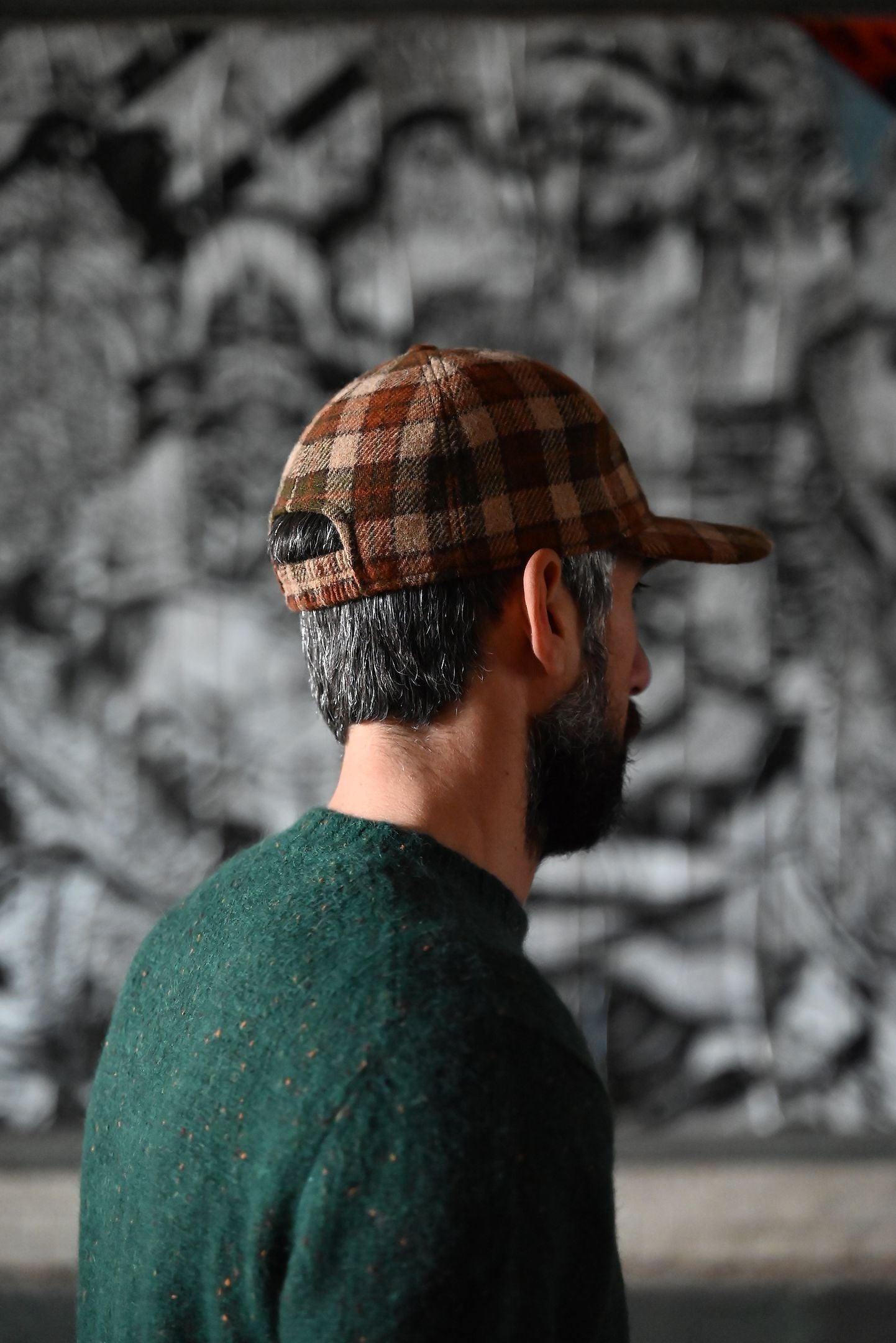 FRESH Casquette en Laine Shetland Tartan Marron 