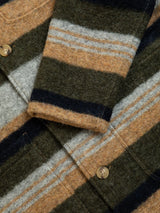 KESTIN Ormiston Jacket In Tan Olive Navy Stripe Wool Blend