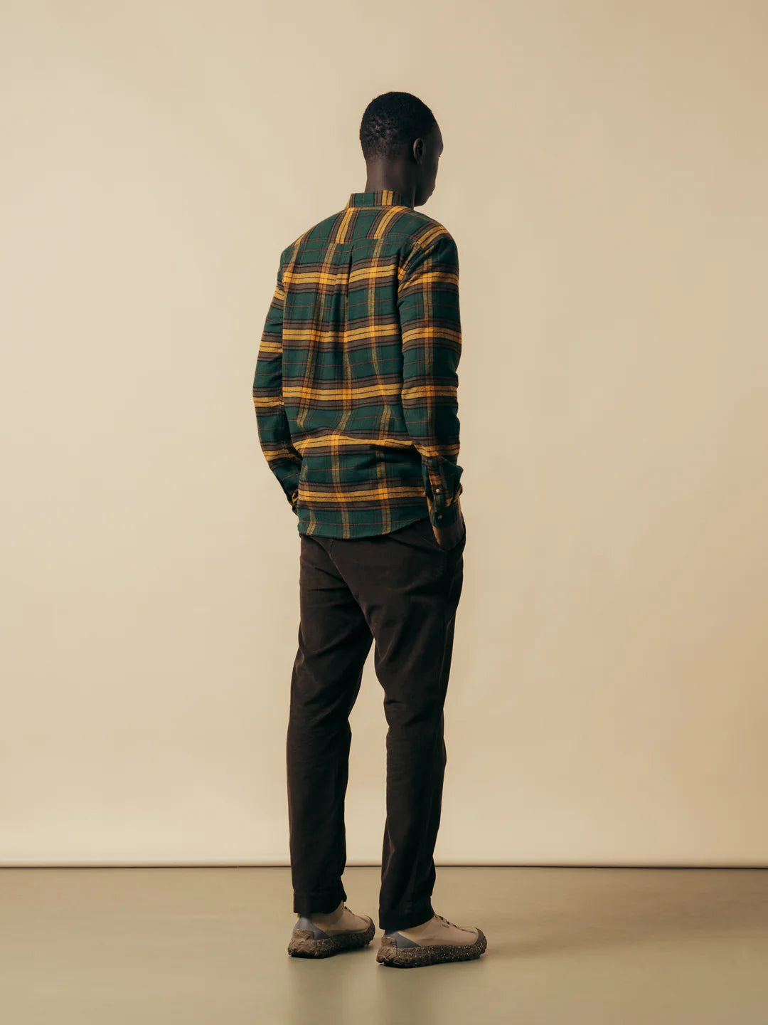 KESTIN Dirleton Shirt In Pine Saffron Check Japanese Brushed Plaid