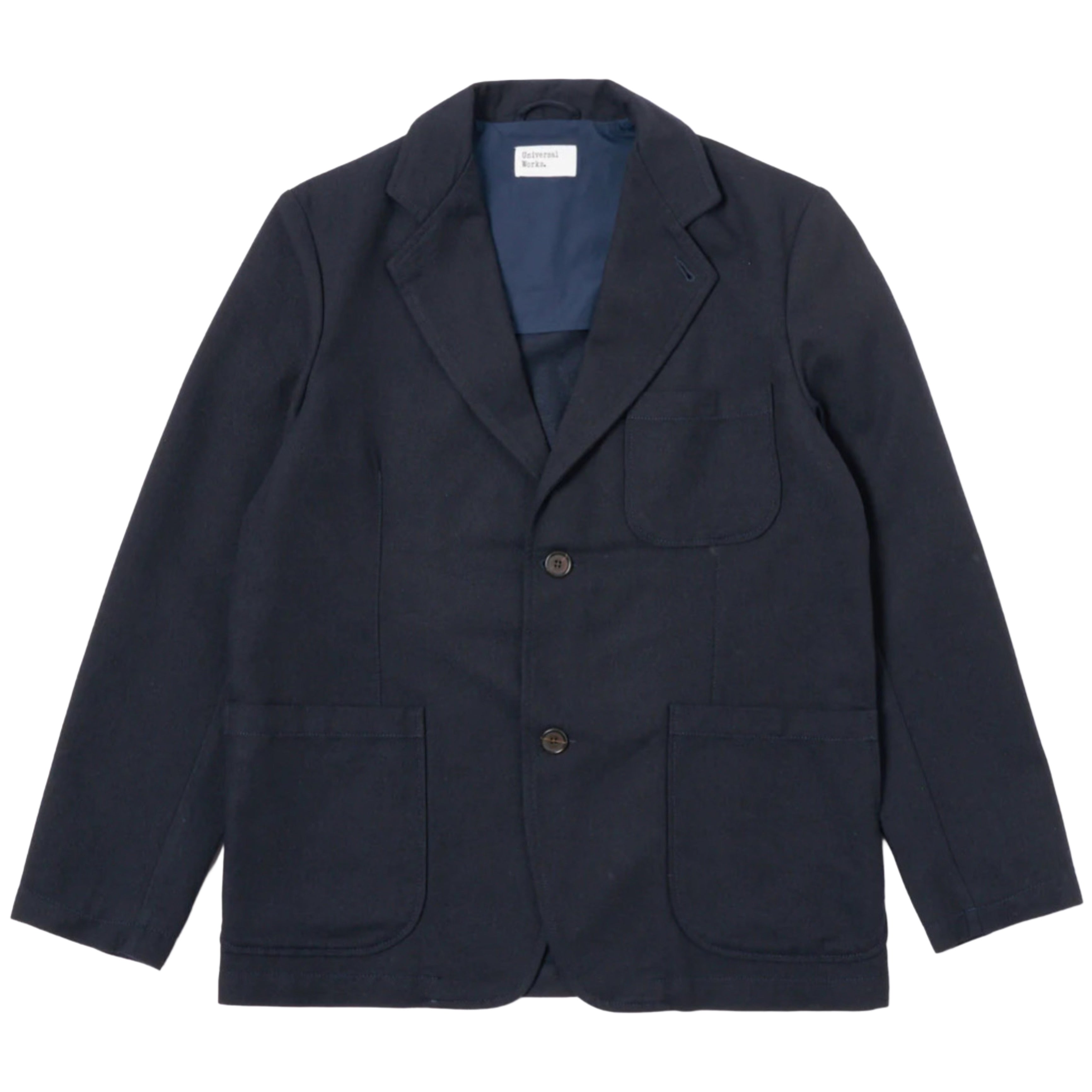 UNIVERSAL WORKS Two Button Jacket in Navy Upcycled Italian Tweed