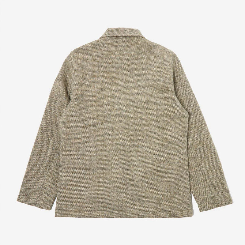 UNIVERSAL WORKS Bakers C Jacket In Weave Olive Herringbone Harris Tweed