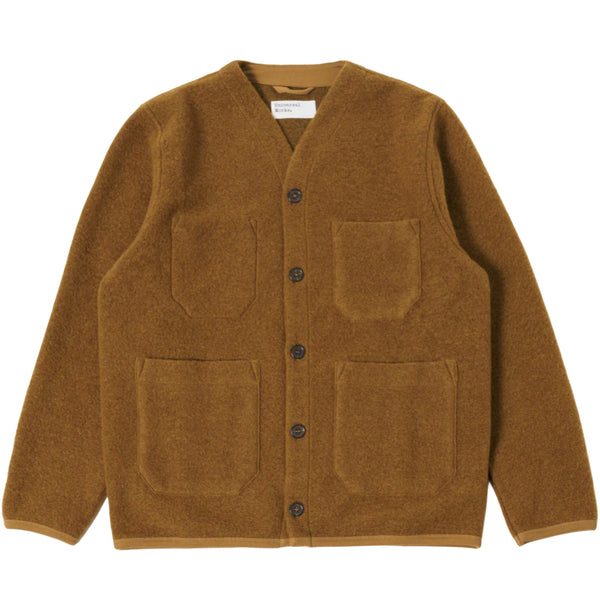 UNIVERSAL WORKS Cardigan In Mustard Wool Fleece