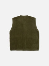 UNIVERSAL WORKS Lancaster Gilet in Olive Mountain Fleece