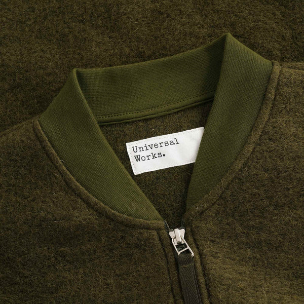 UNIVERSAL WORKS Zip Wool Waistcoat Olive